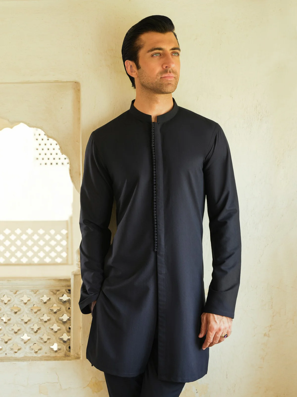Men's Navy Blue Kurta Pajama - EMTSC23-108 - Image 3