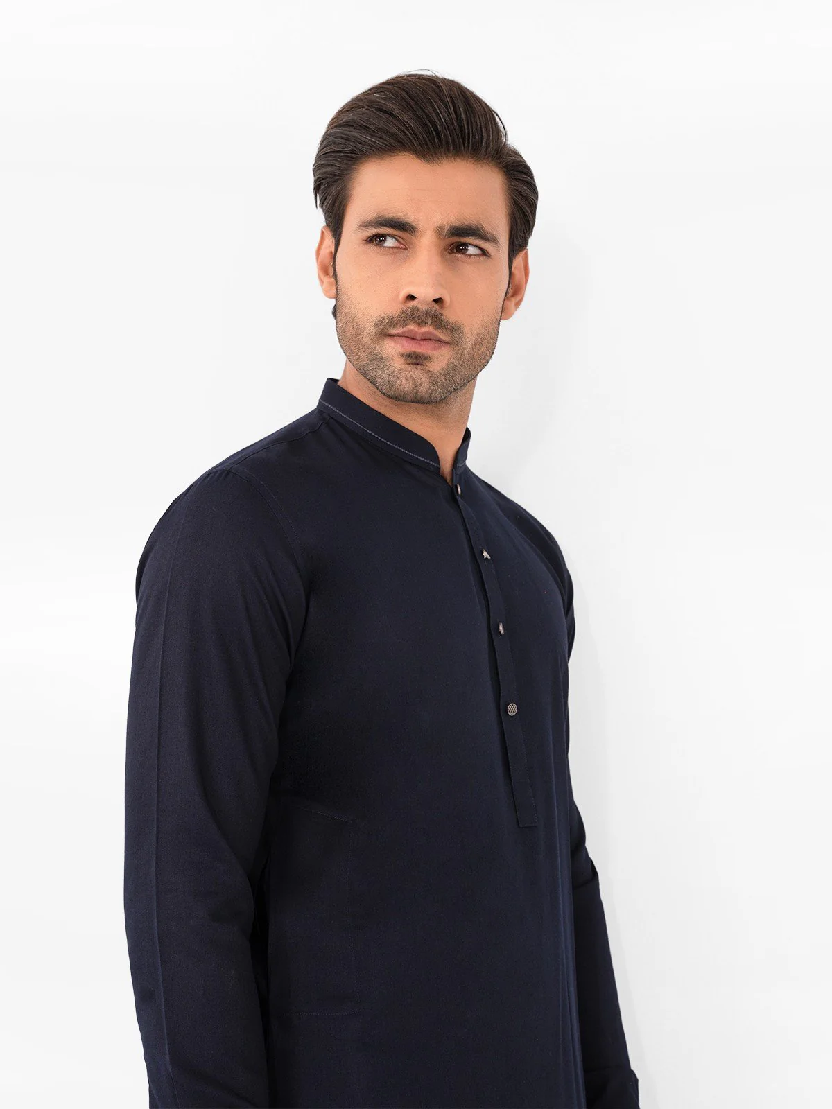 Men's Navy Blue Shalwar Kameez - EMTKS23-41050 - Image 2