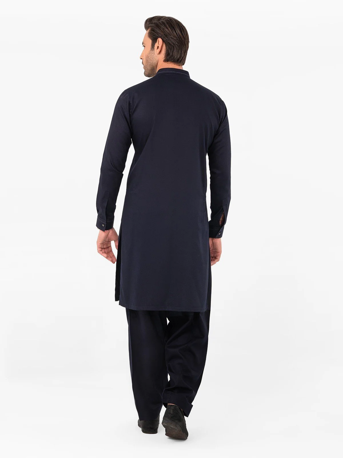 Men's Navy Blue Shalwar Kameez - EMTKS23-41050 - Image 4