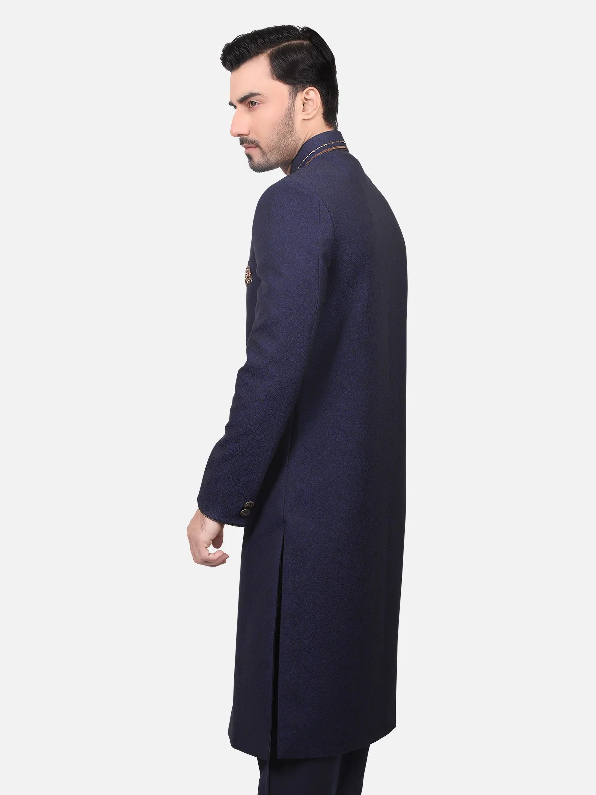 Men's Navy Blue Sherwani - EMTS18-7144 - Image 3