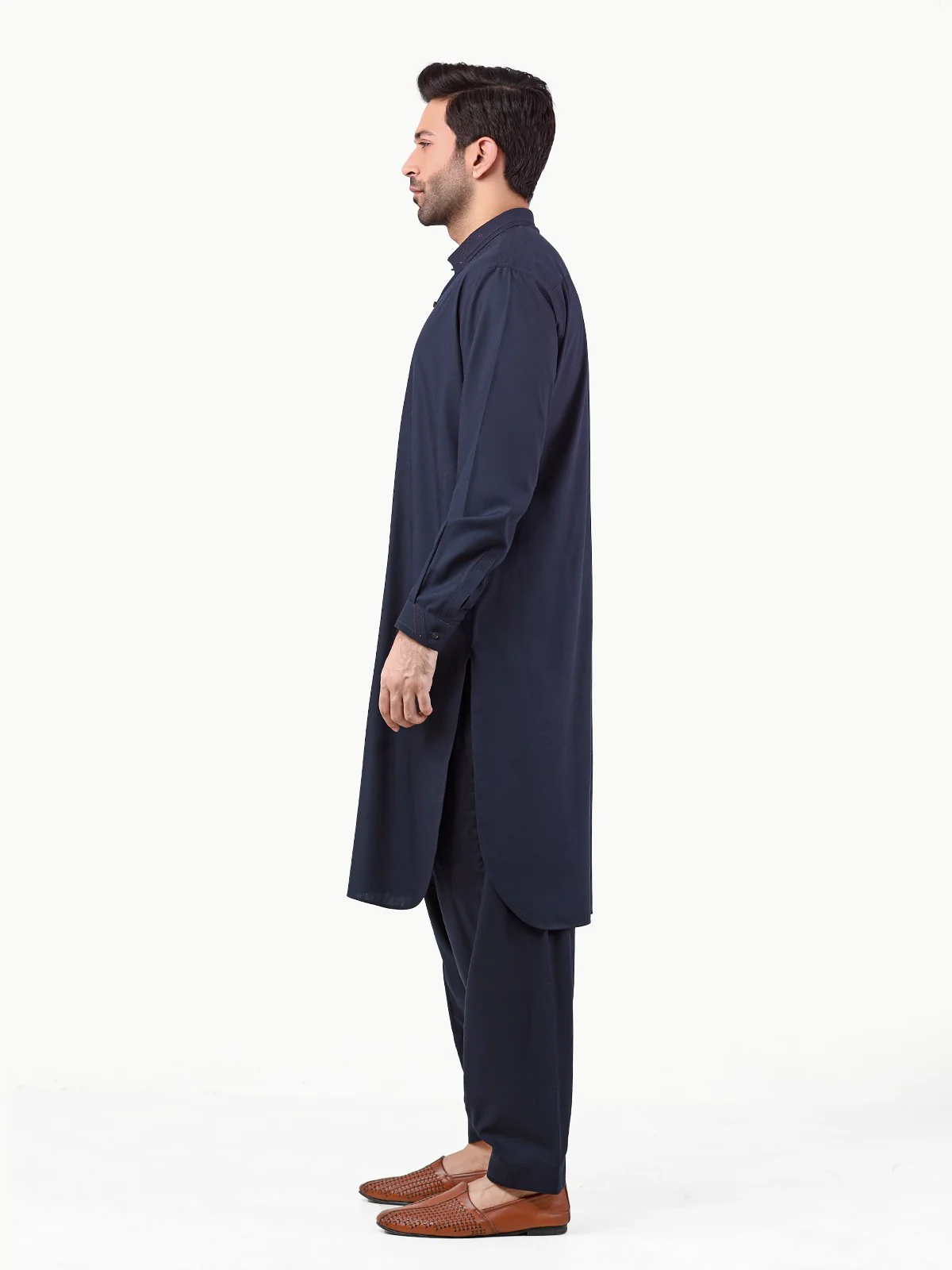 Men's Navy Blue Shalwar Kameez - EMTSW22S-99257 - Image 3