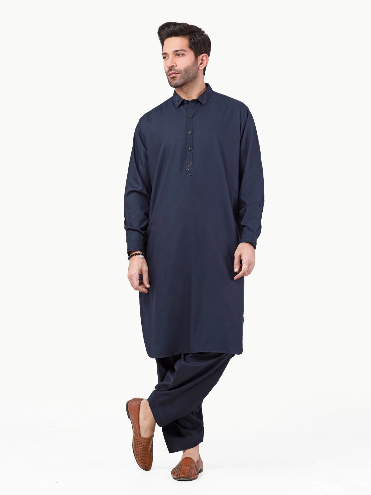 Men's Navy Blue Shalwar Kameez - EMTSW22S-99257 - Image 4