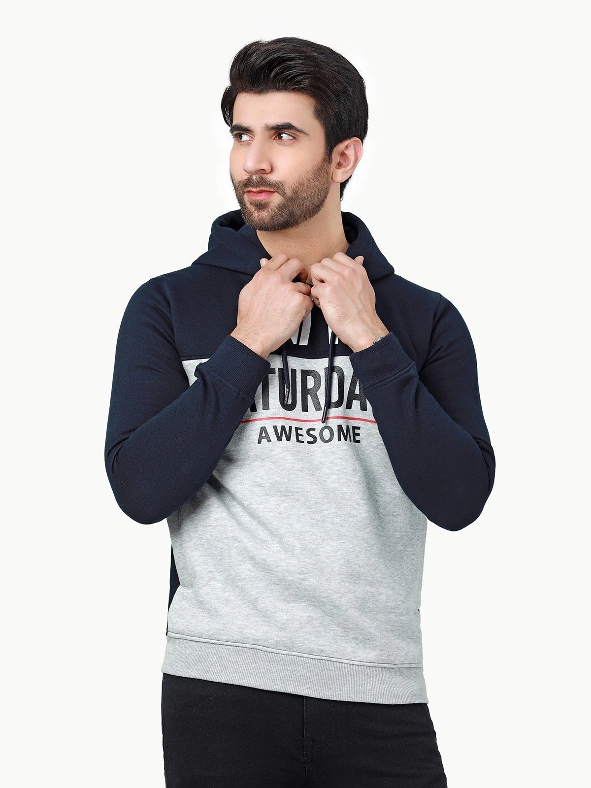 Men's Navy & Grey Hoodie - EMTH22-003 - Image 2