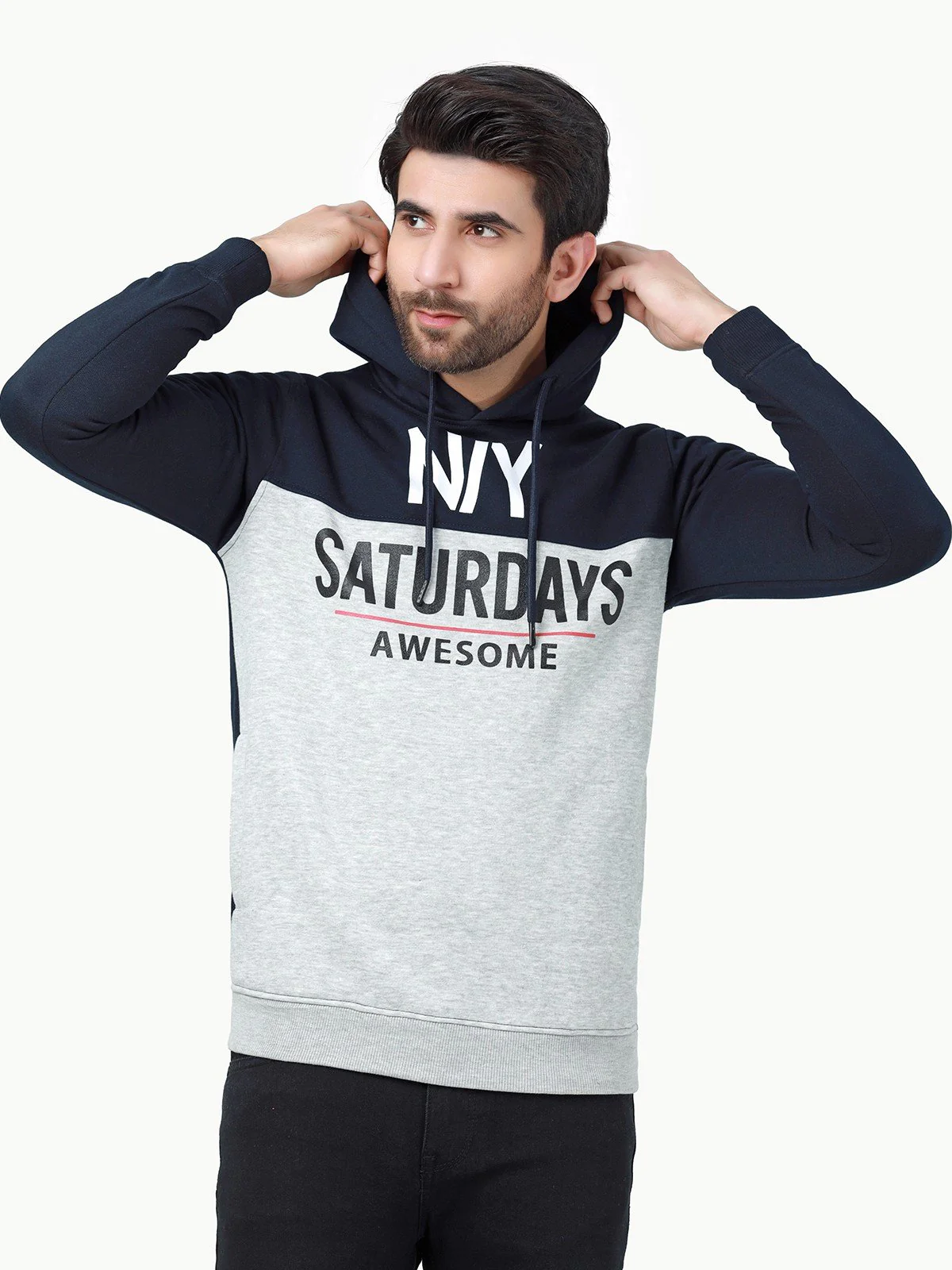 Men's Navy & Grey Hoodie - EMTH22-003 - Image 4