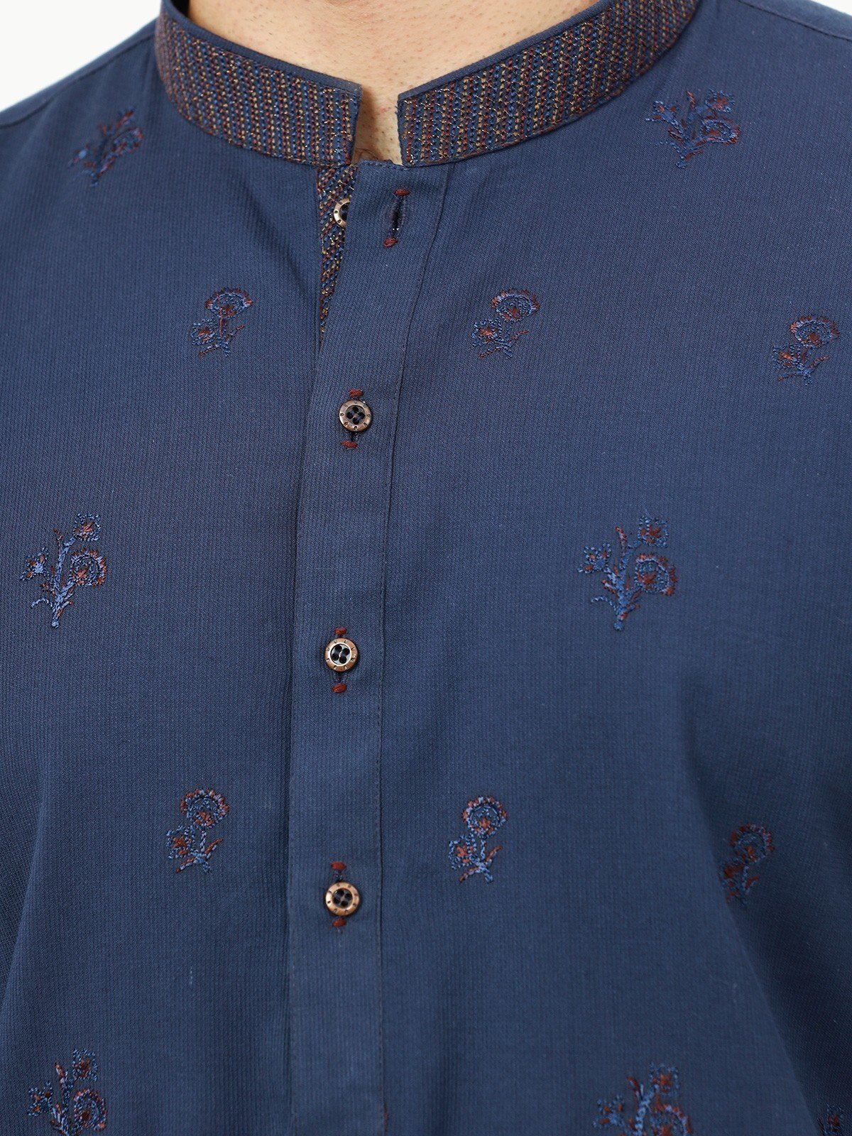 Men's Navy Kurta Ceremonial - EMTKC22-077 - Image 4