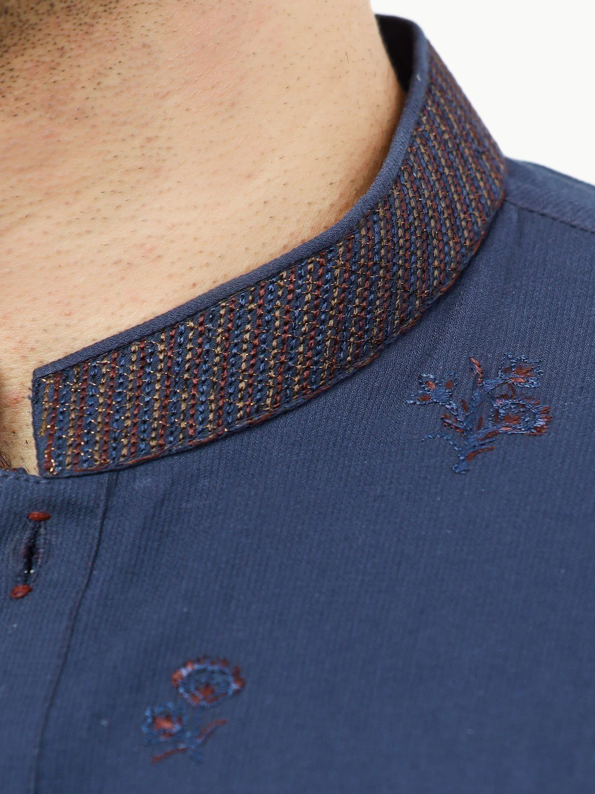 Men's Navy Kurta Ceremonial - EMTKC22-077 - Image 5