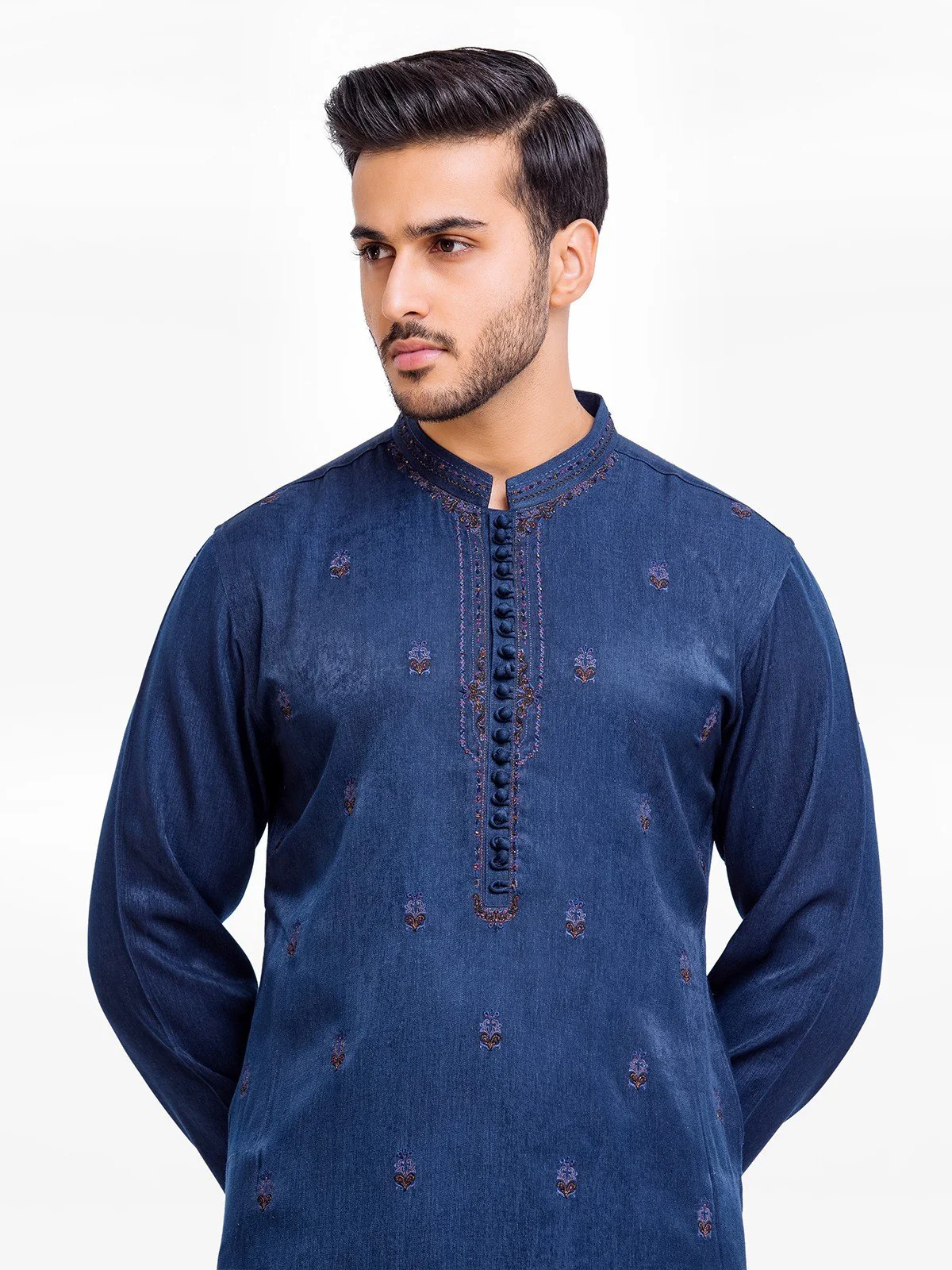 Men's Navy Kurta Ceremonial - EMTKC22-079 - Image 2