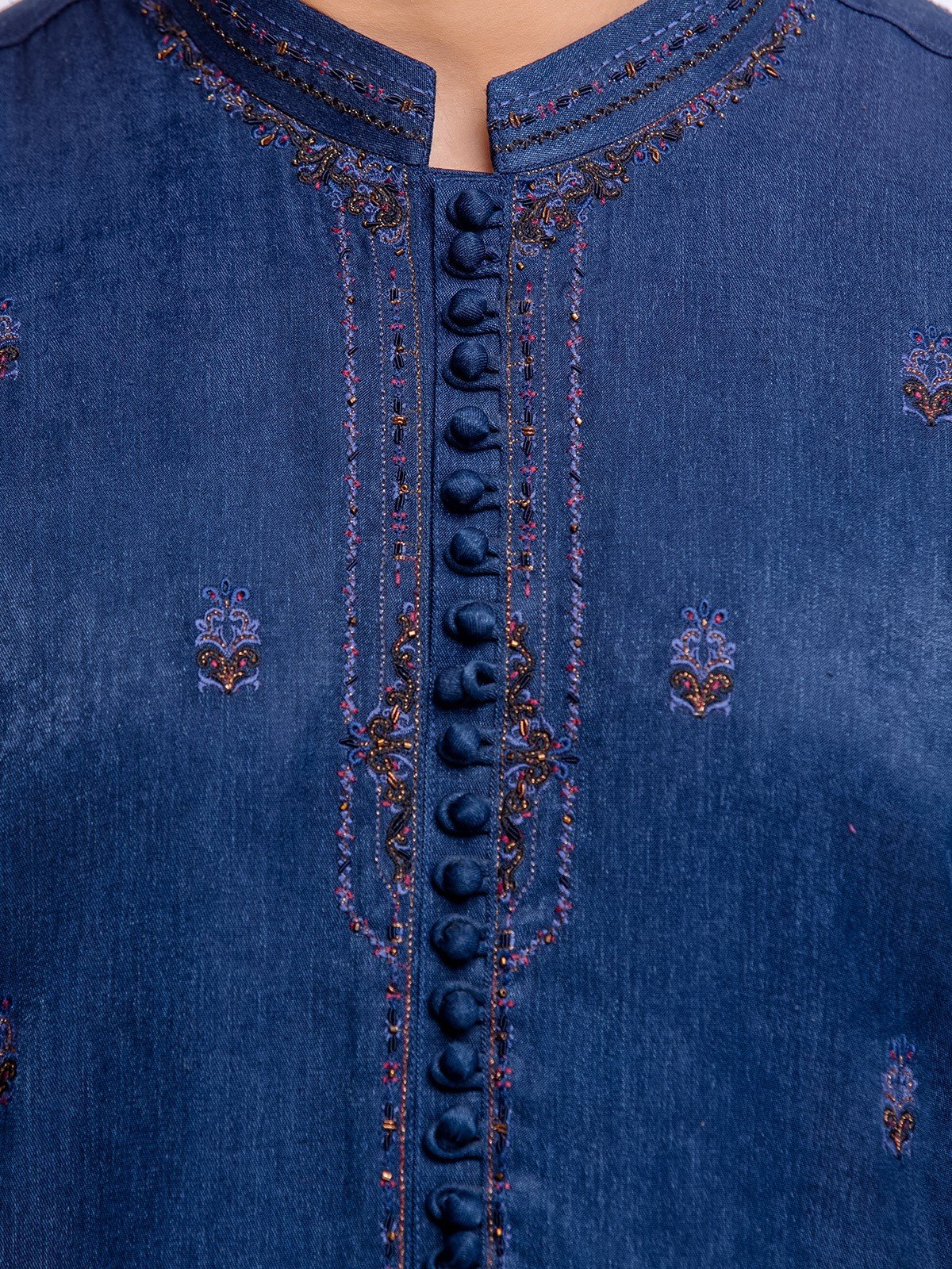 Men's Navy Kurta Ceremonial - EMTKC22-079 - Image 5