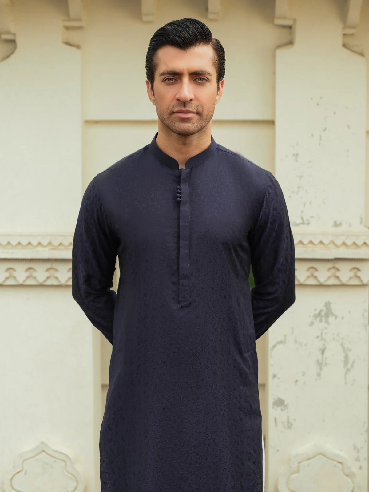 Men's Navy Kurta Ceremonial - EMTKC23-101 - Image 2