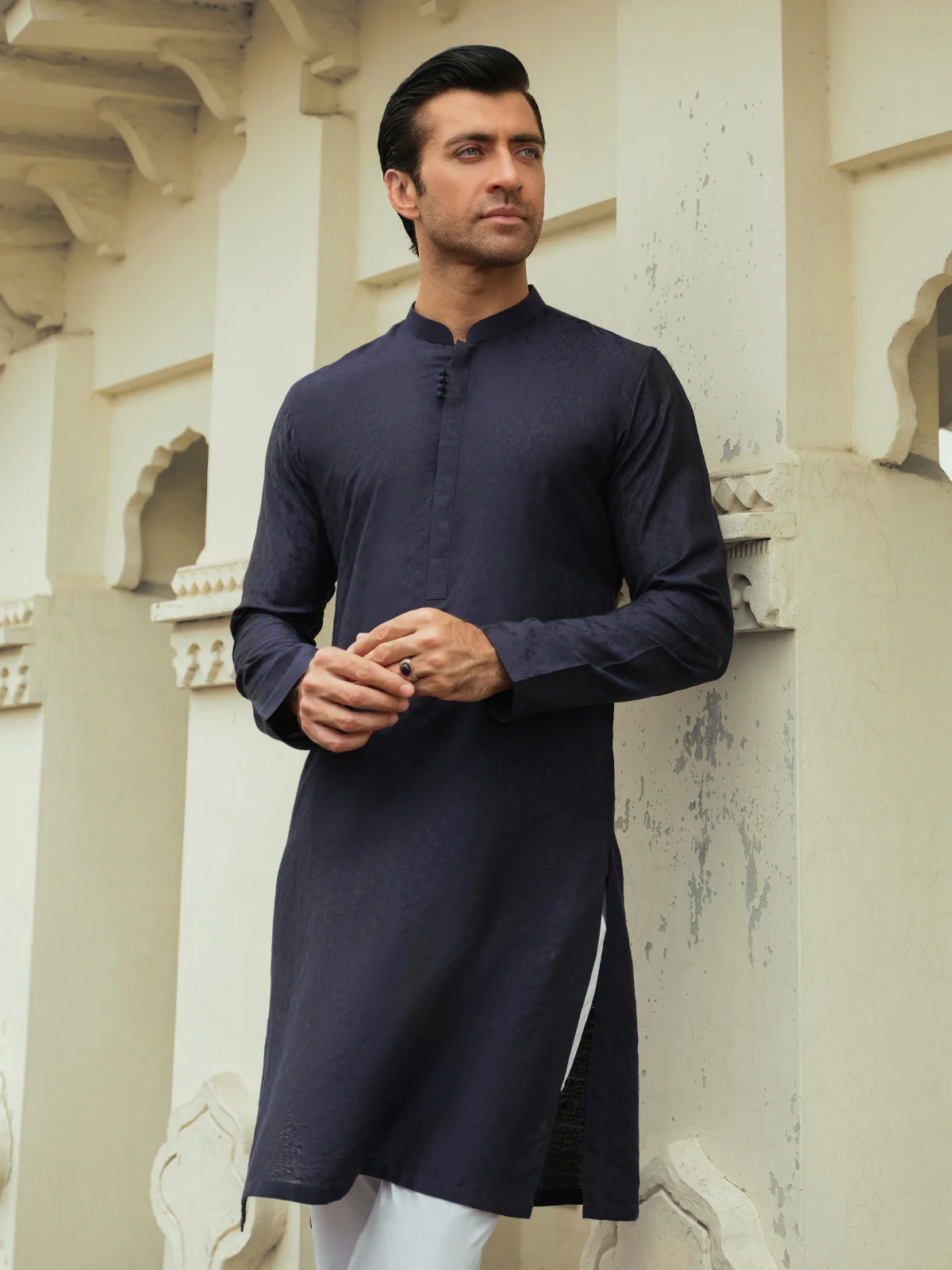 Men's Navy Kurta Ceremonial - EMTKC23-101 - Image 3