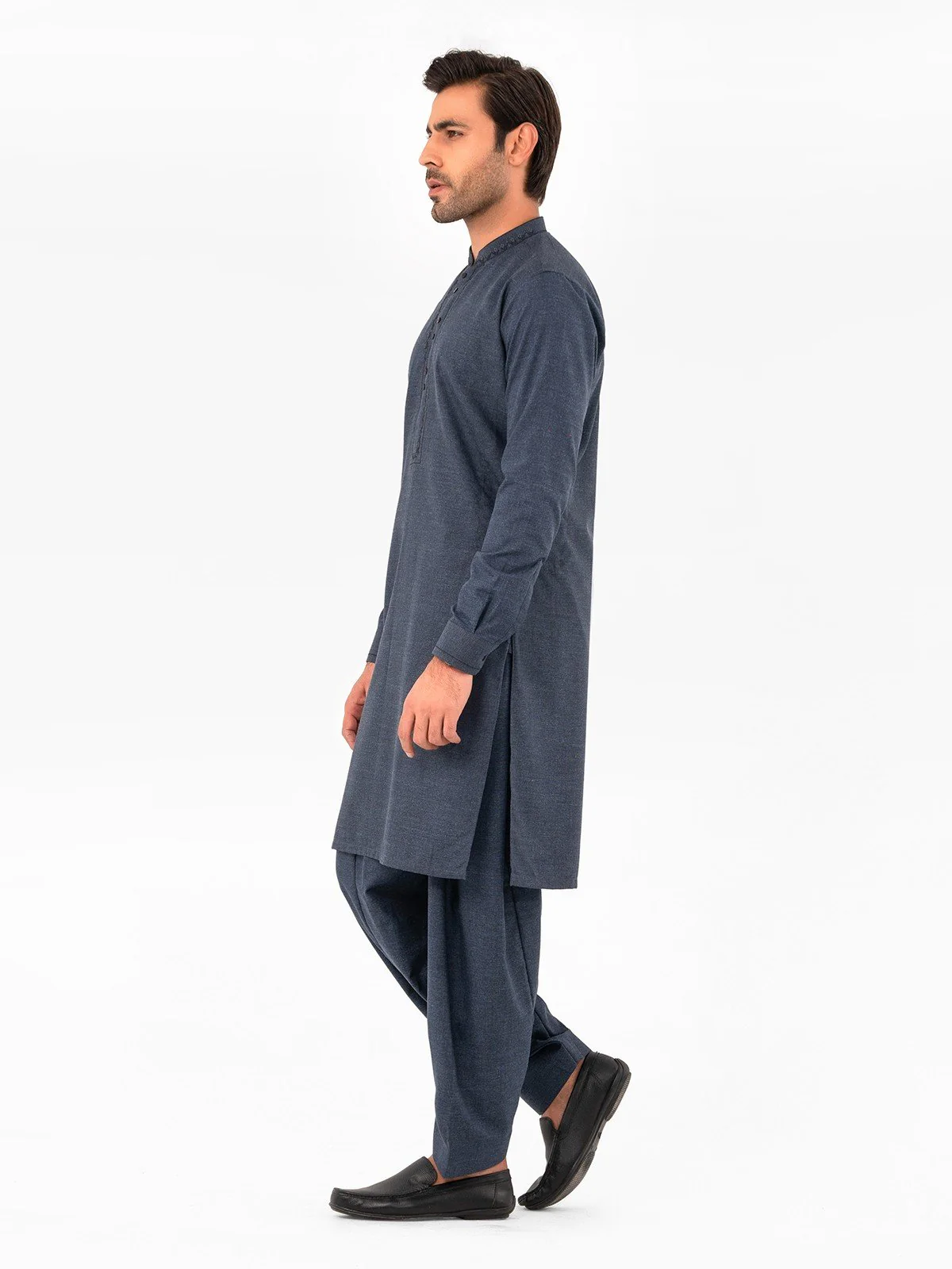 Men's Navy Shalwar Kameez - EMTKS23W-41044 - Image 3