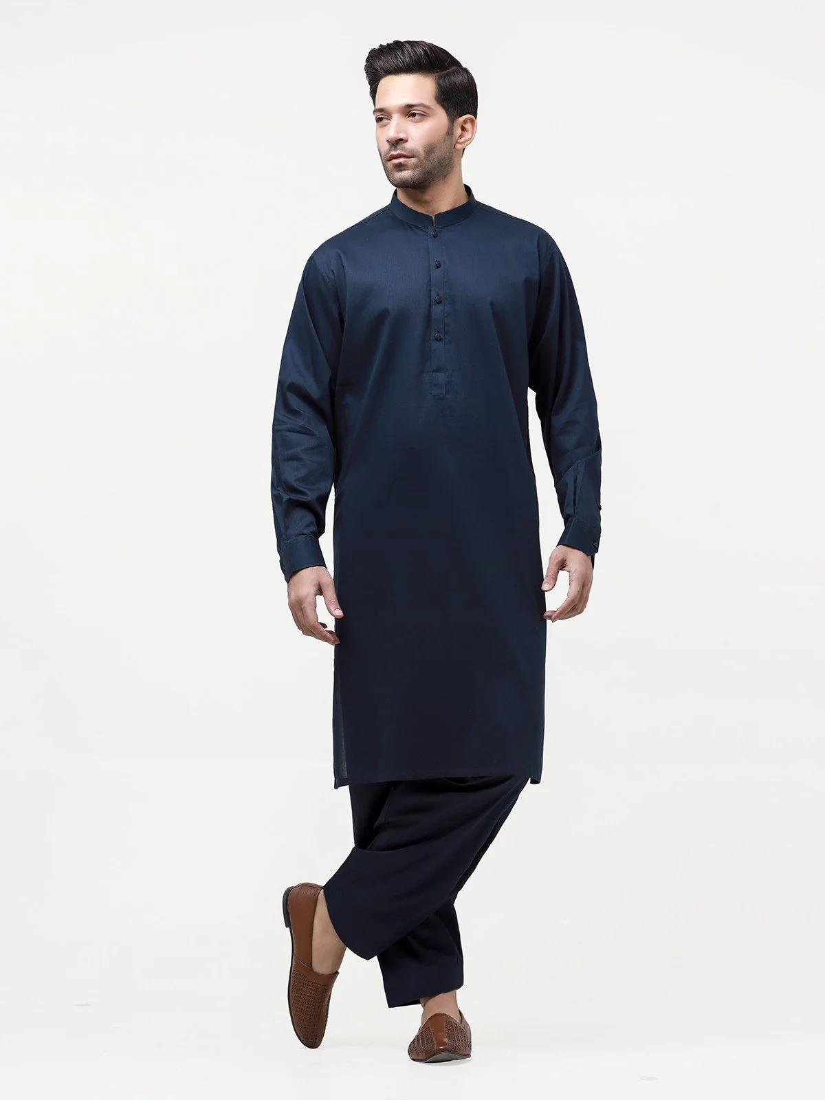 Men's Navy Shalwar Kameez Plain - EMTKSP23-41014