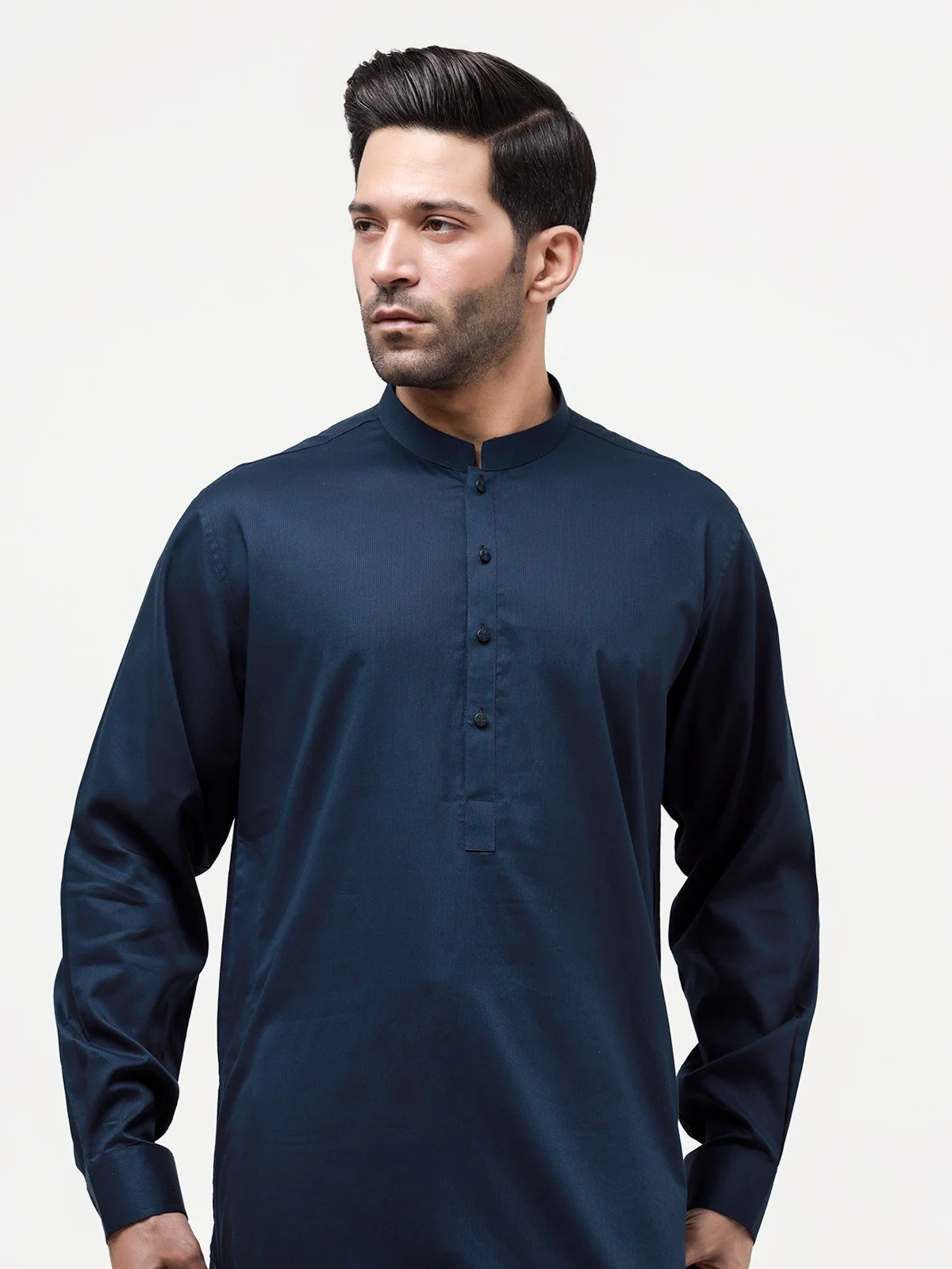 Men's Navy Shalwar Kameez Plain - EMTKSP23-41014 - Image 2