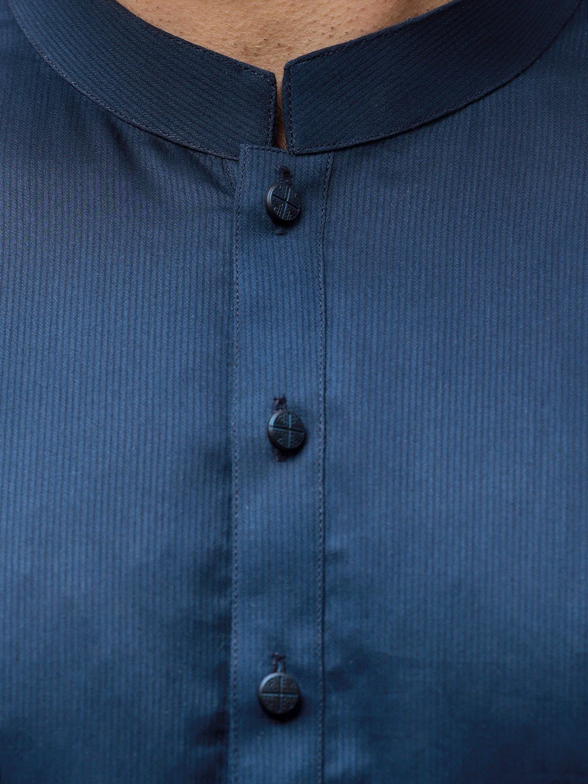 Men's Navy Shalwar Kameez Plain - EMTKSP23-41014 - Image 4