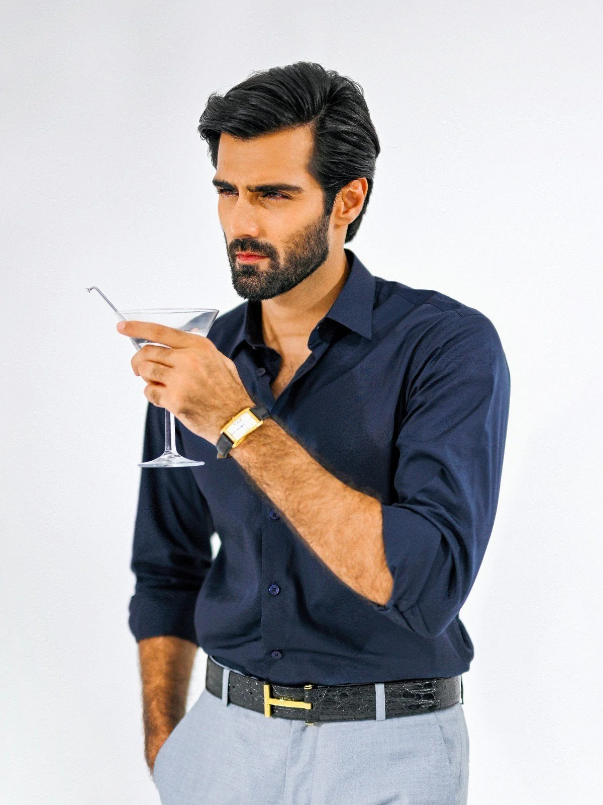 Men's Navy Shirt Plain - EMTSB23-149 - Image 4