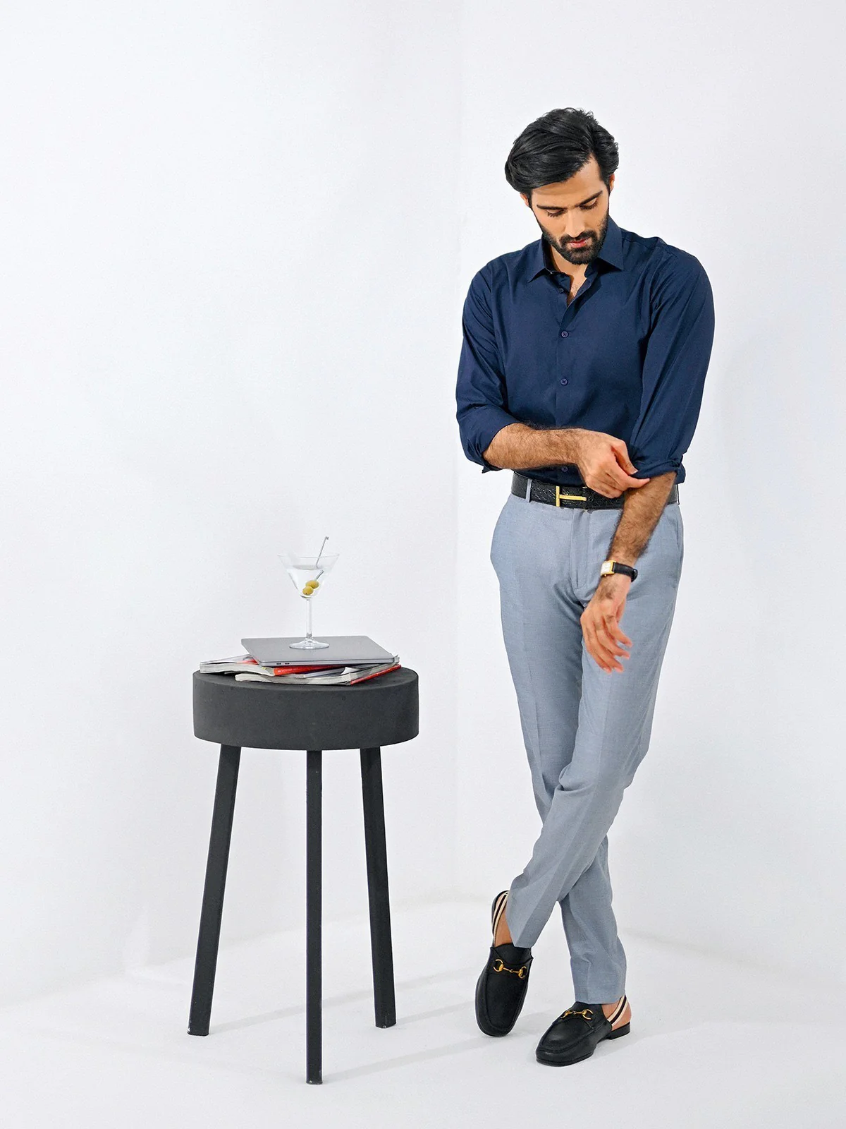 Men's Navy Shirt Plain - EMTSB23-149 - Image 6
