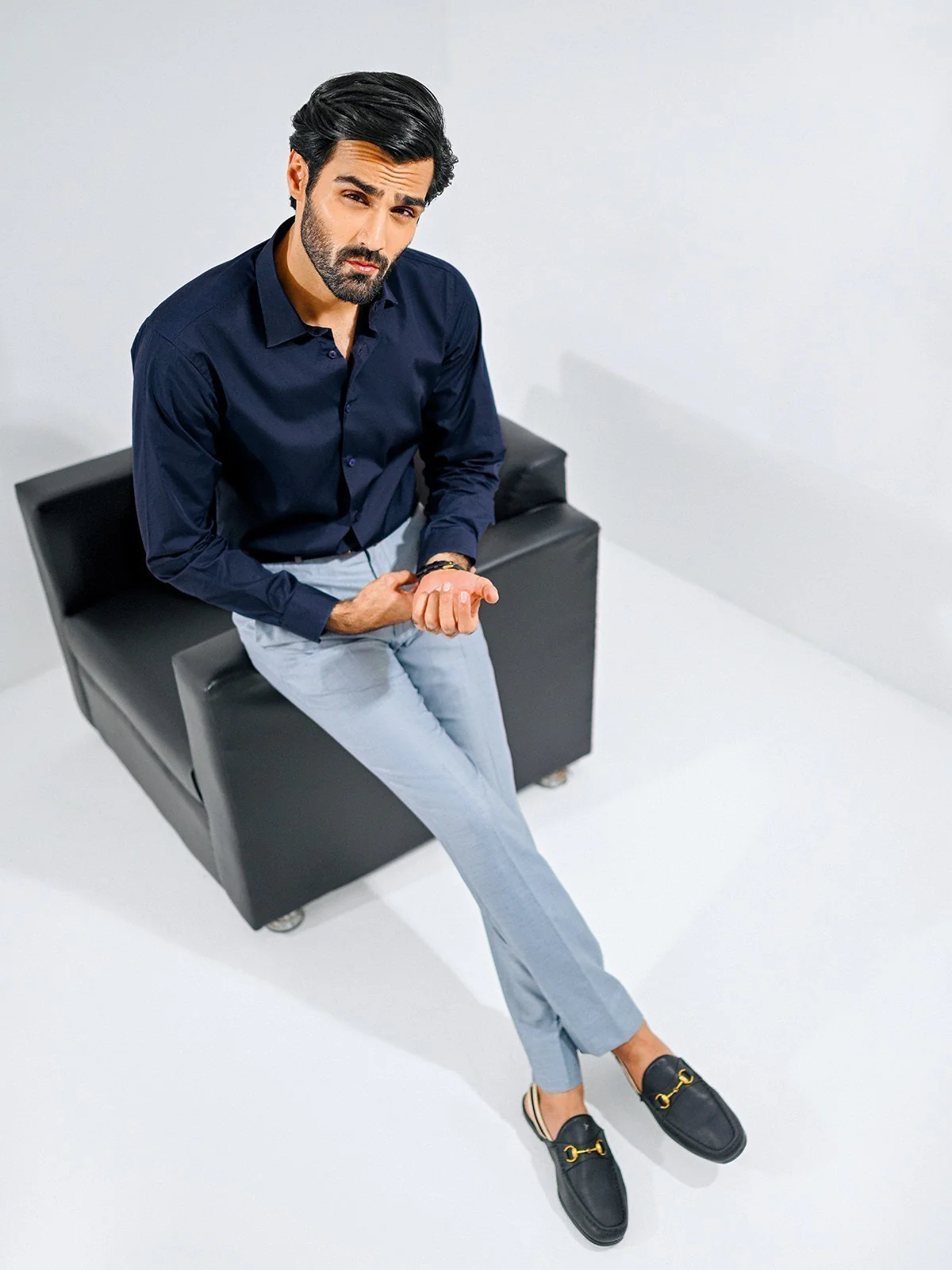 Men's Navy Shirt Plain - EMTSB23-149 - Image 7
