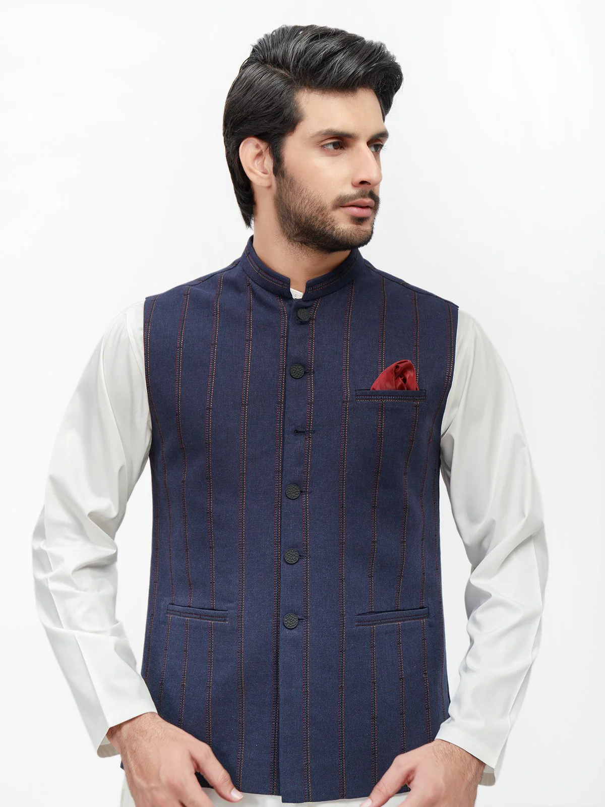 Men's Navy Waist Coat - EMTWC22-35778 - Image 2