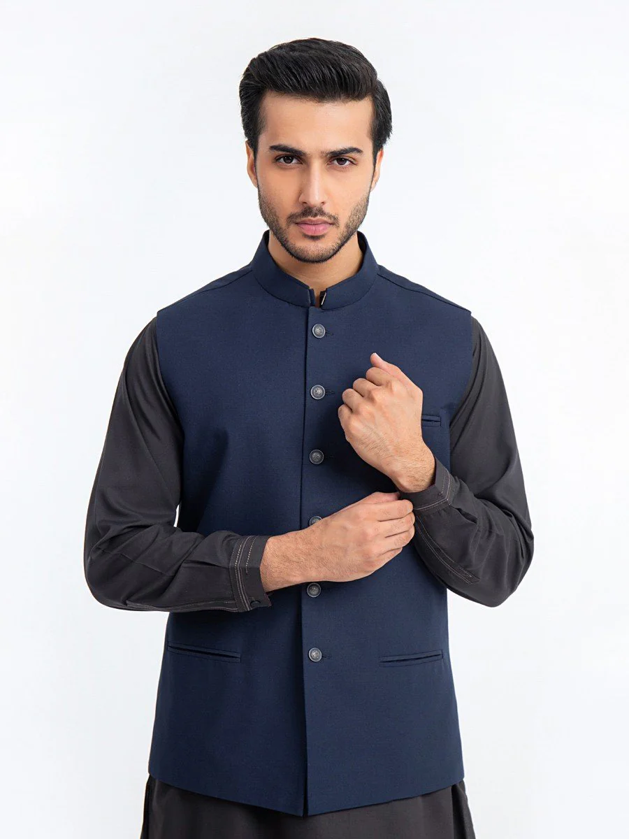 Men's Navy Waist Coat - EMTWC23-35892 - Image 4