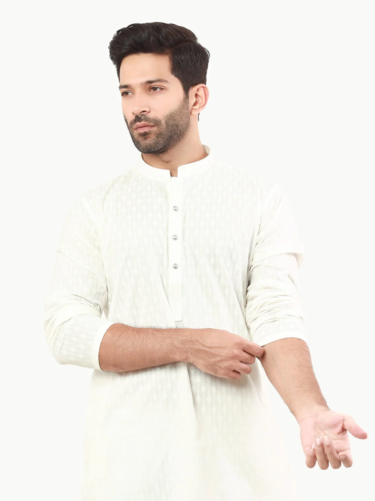 Men's Off White Kurta - EMTK22S-99227 - Image 2