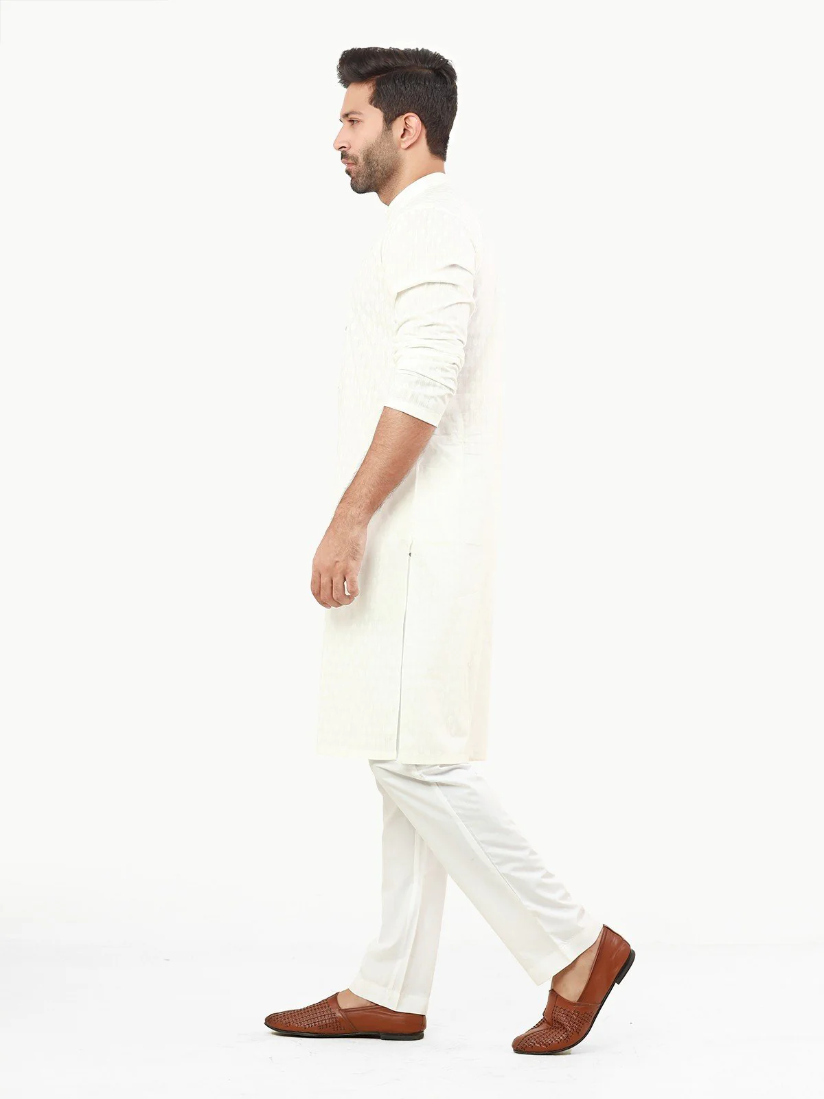 Men's Off White Kurta - EMTK22S-99227 - Image 3