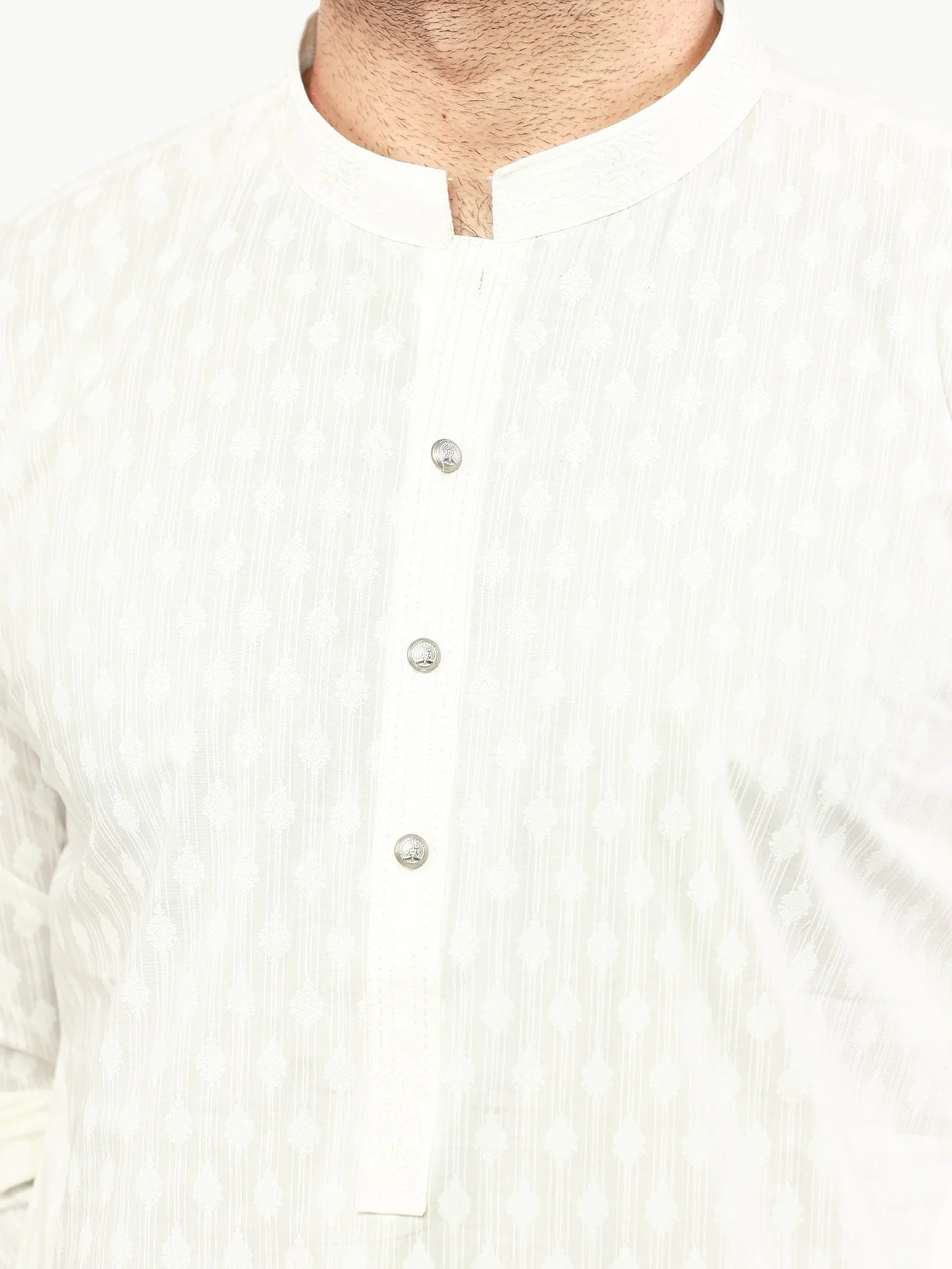 Men's Off White Kurta - EMTK22S-99227 - Image 4