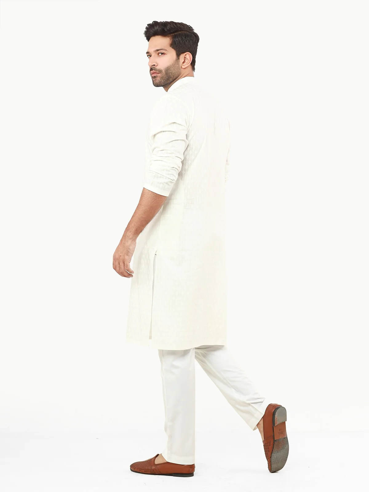 Men's Off White Kurta - EMTK22S-99227 - Image 5