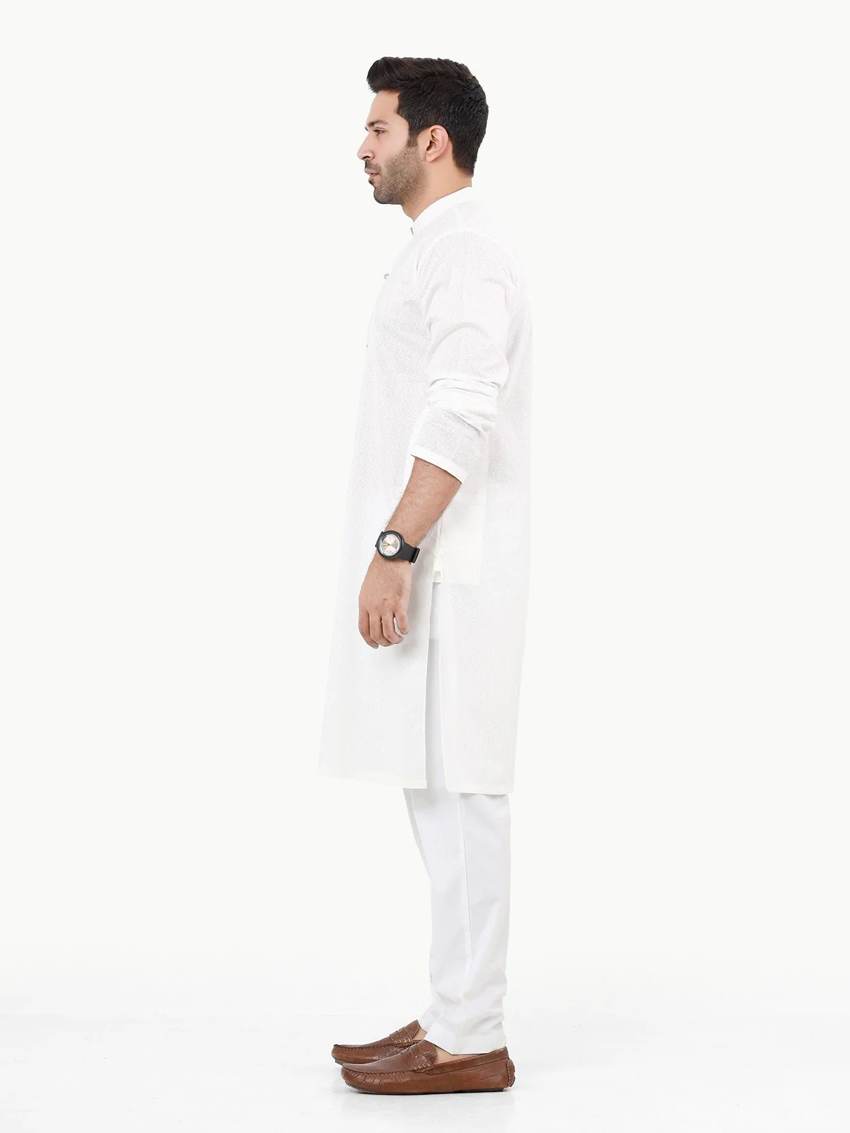 Men's Off White Kurta - EMTK22S-99232 - Image 3
