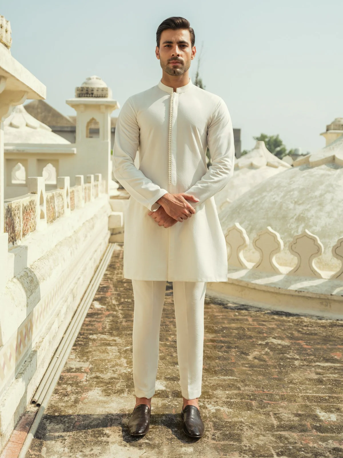 Men's Off White Kurta Pajama - EMTSC23-109 - Image 3