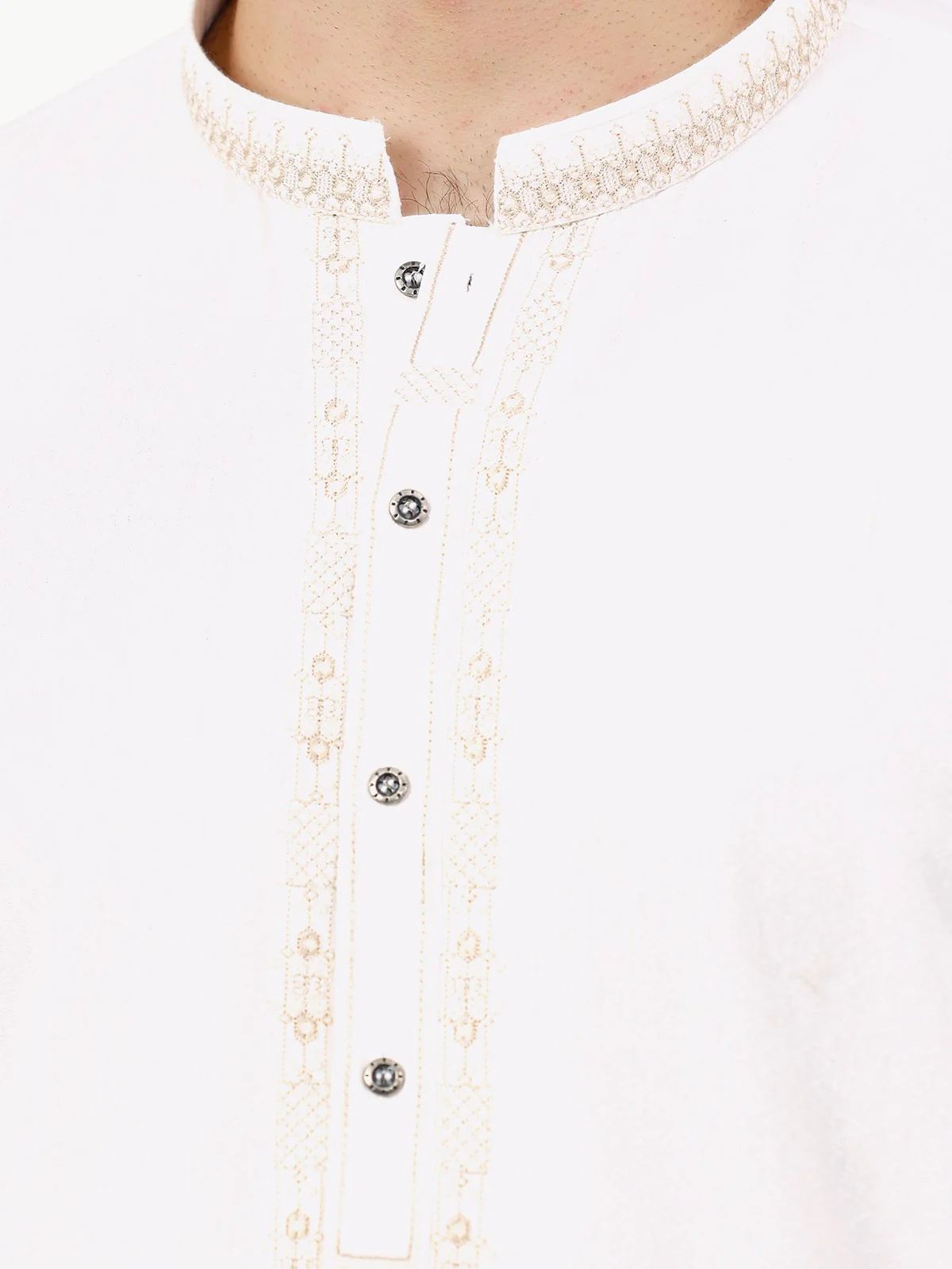 Men's Off White Shalwar Kameez - EMTKS22S-40955 - Image 5