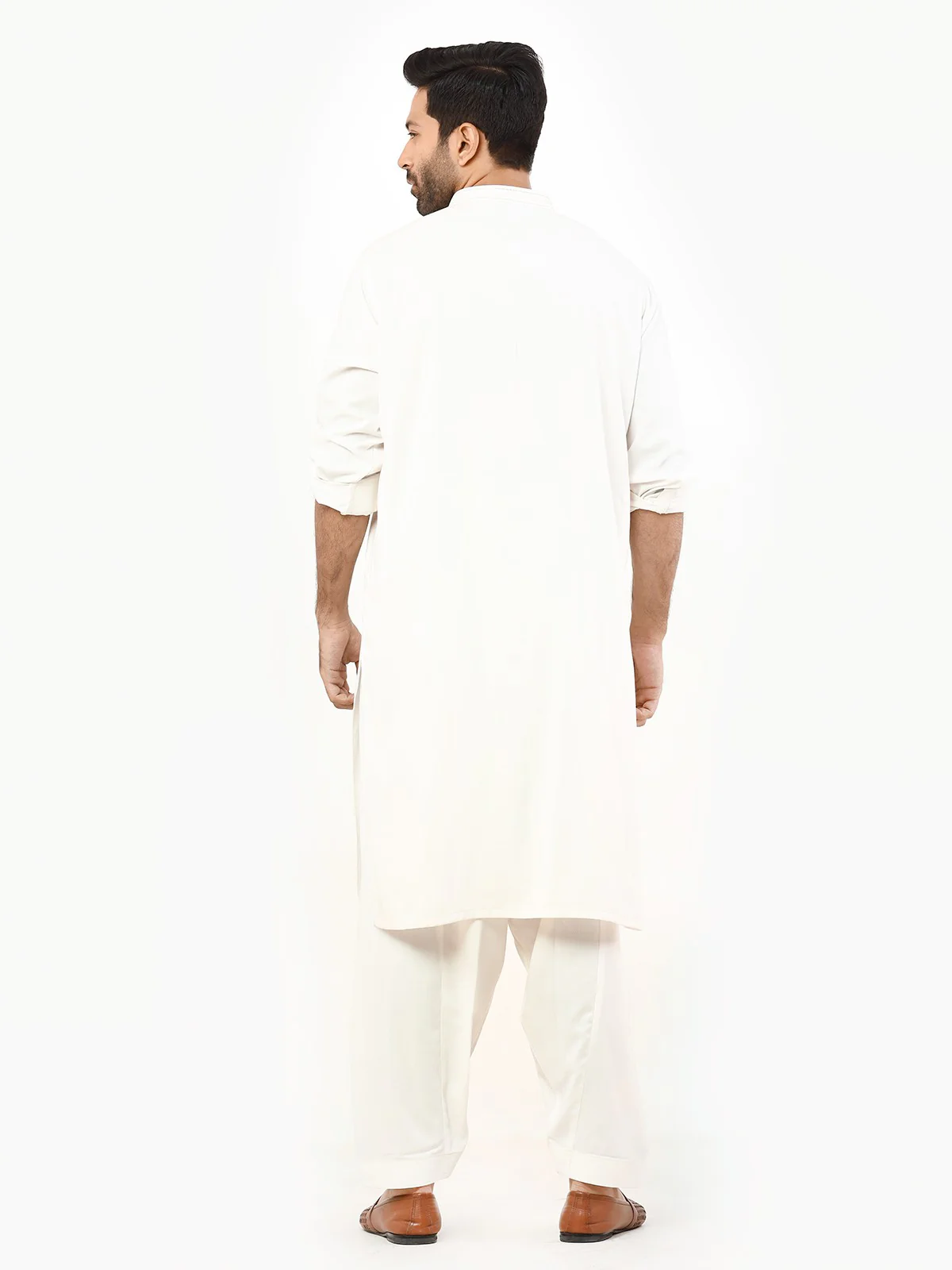 Men's Off White Shalwar Kameez - EMTKS22S-40969 - Image 4
