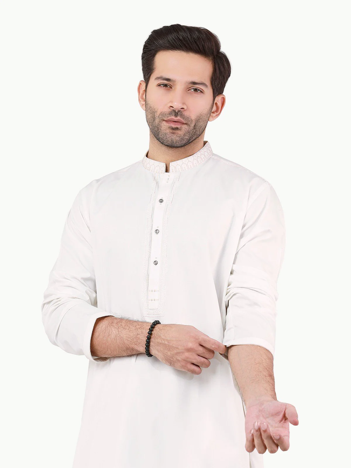 Men's Off White Shalwar Kameez - EMTKS22S-40983 - Image 4