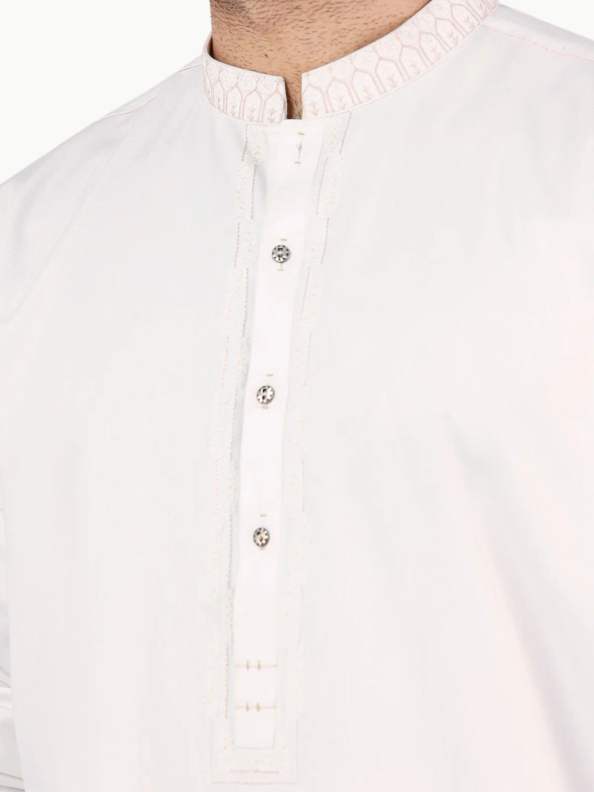 Men's Off White Shalwar Kameez - EMTKS22S-40983 - Image 5