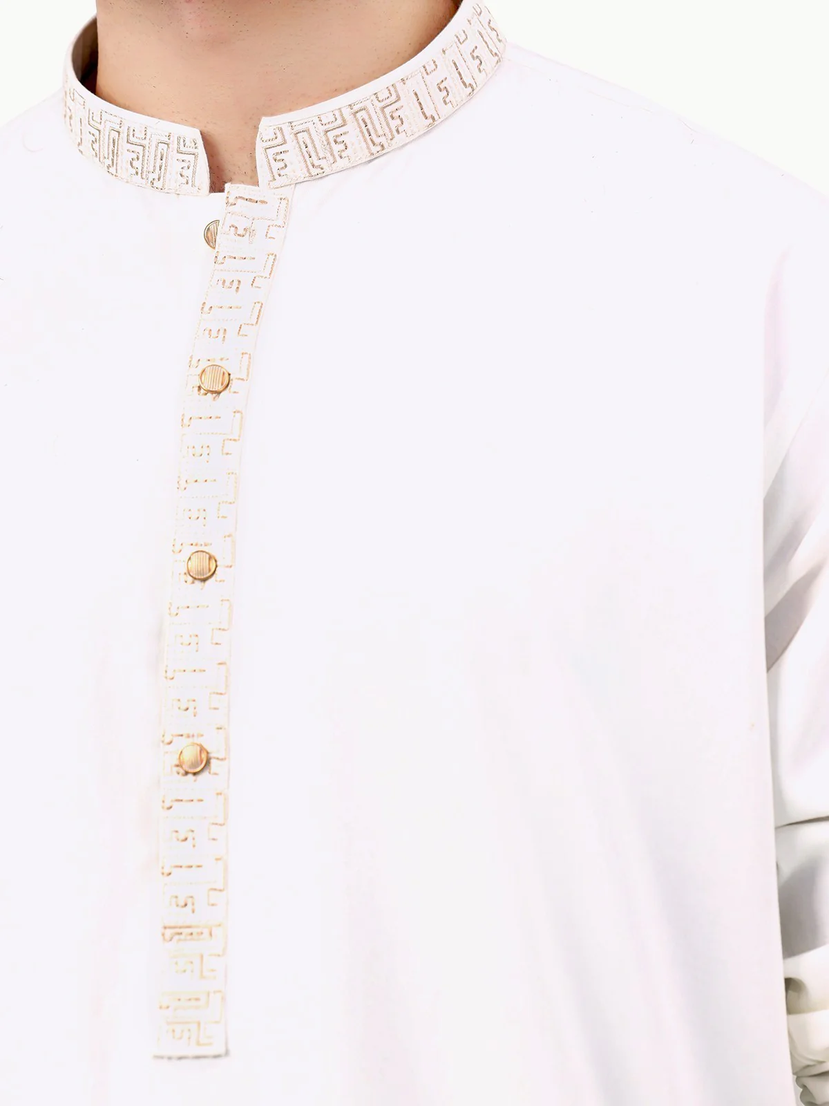 Men's Off White Shalwar Kameez - EMTKS22S-40989 - Image 5