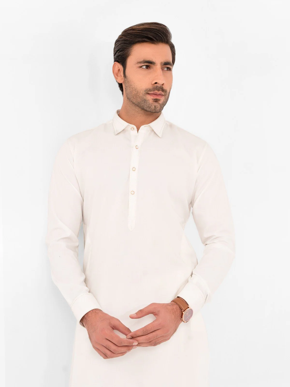 Men's Off White Shalwar Kameez - EMTSW23W-99393 - Image 2