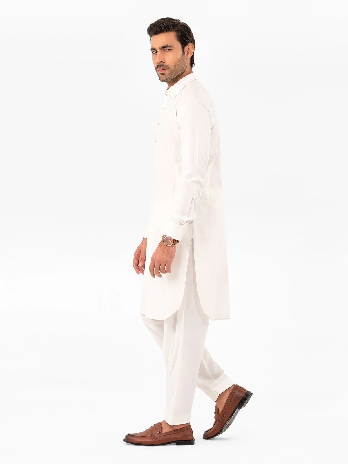 Men's Off White Shalwar Kameez - EMTSW23W-99393 - Image 3
