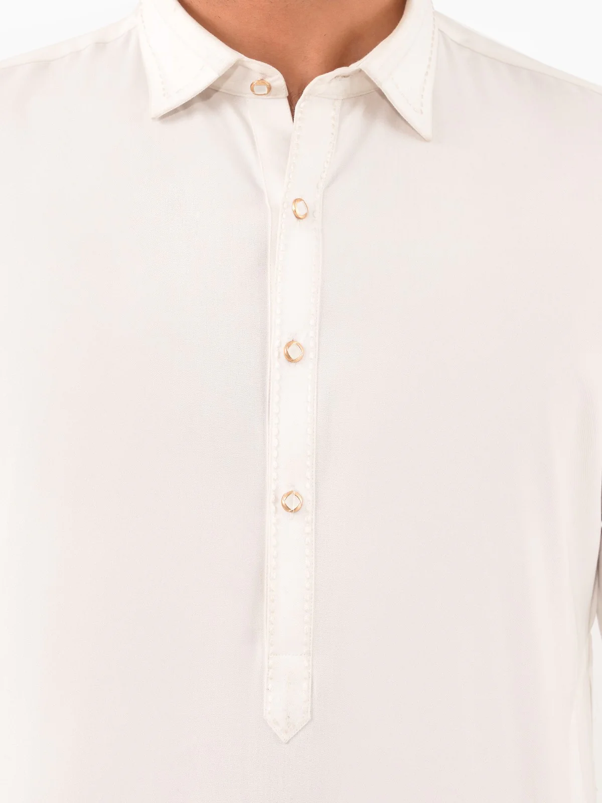 Men's Off White Shalwar Kameez - EMTSW23W-99393 - Image 4