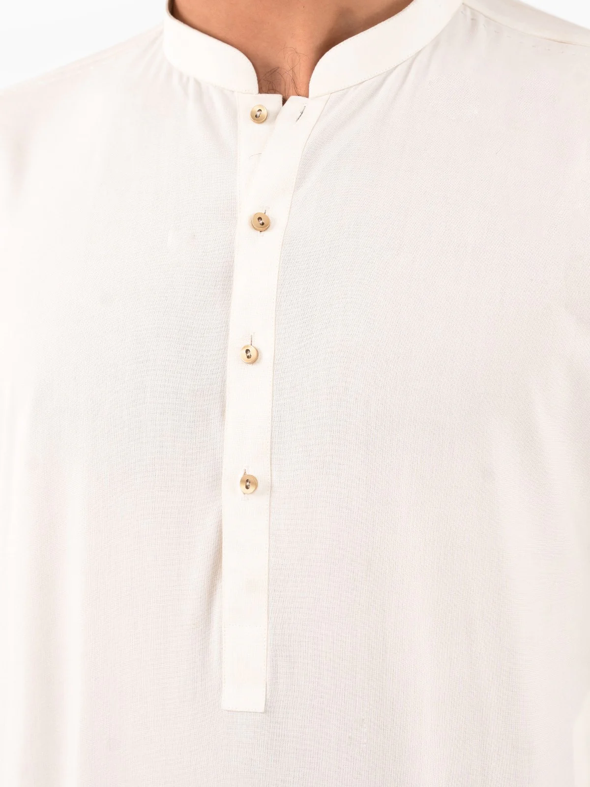 Men's Off White Shalwar Kameez Plain - EMTKS23-41035 - Image 4