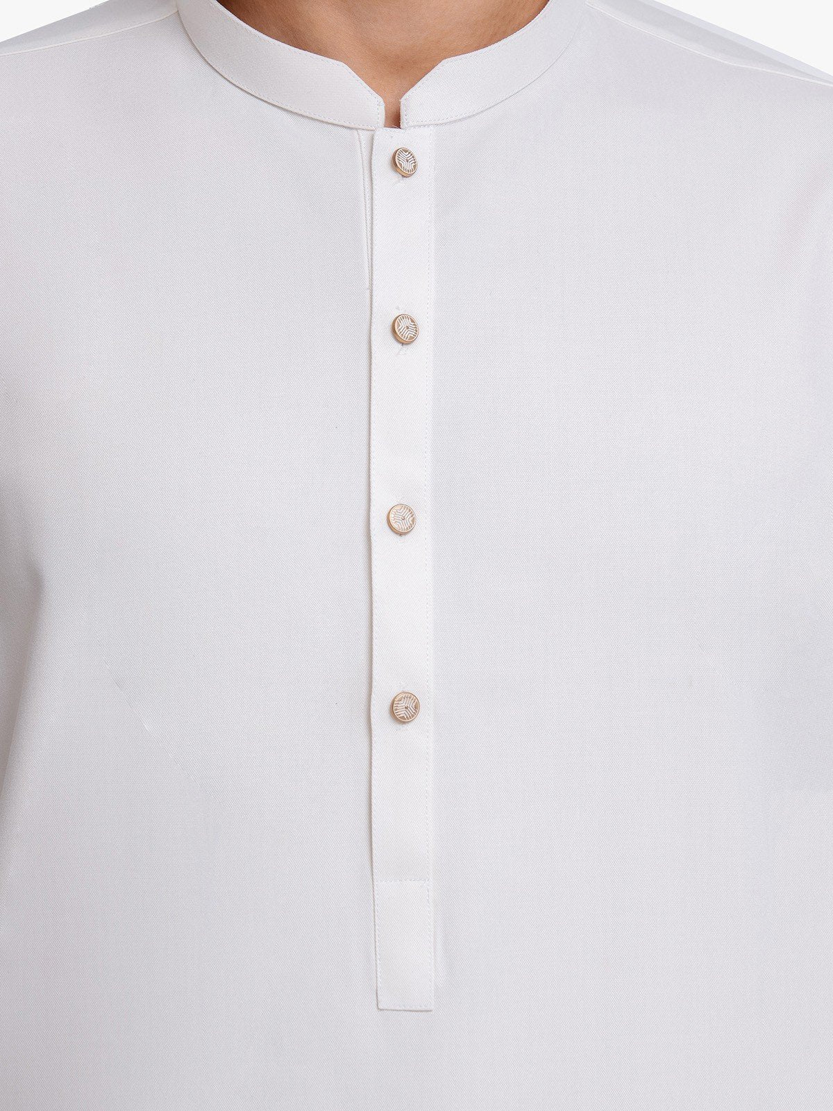 Men's Off White Shalwar Kameez Plain - EMTKSP23W-41049 - Image 5