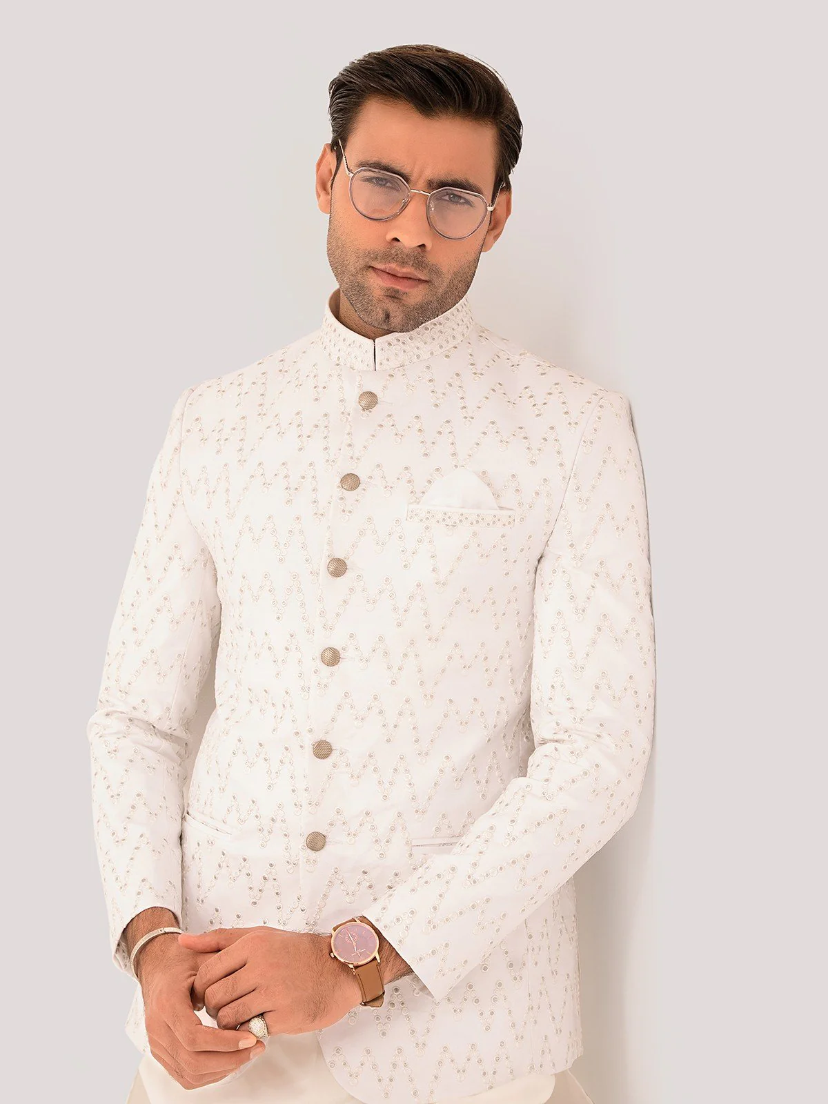 Men's Off White Prince Coat - EMTPC22-021 - Image 2