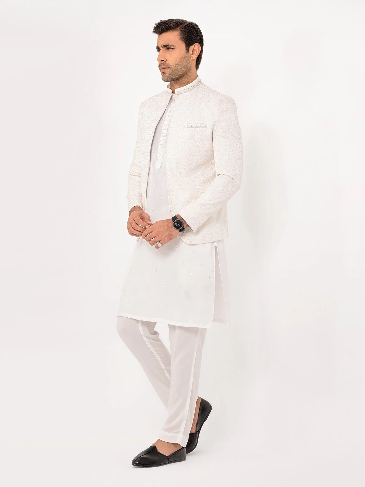 Men's Off White Prince Coat Suit - EMTPCS23-026 - Image 3