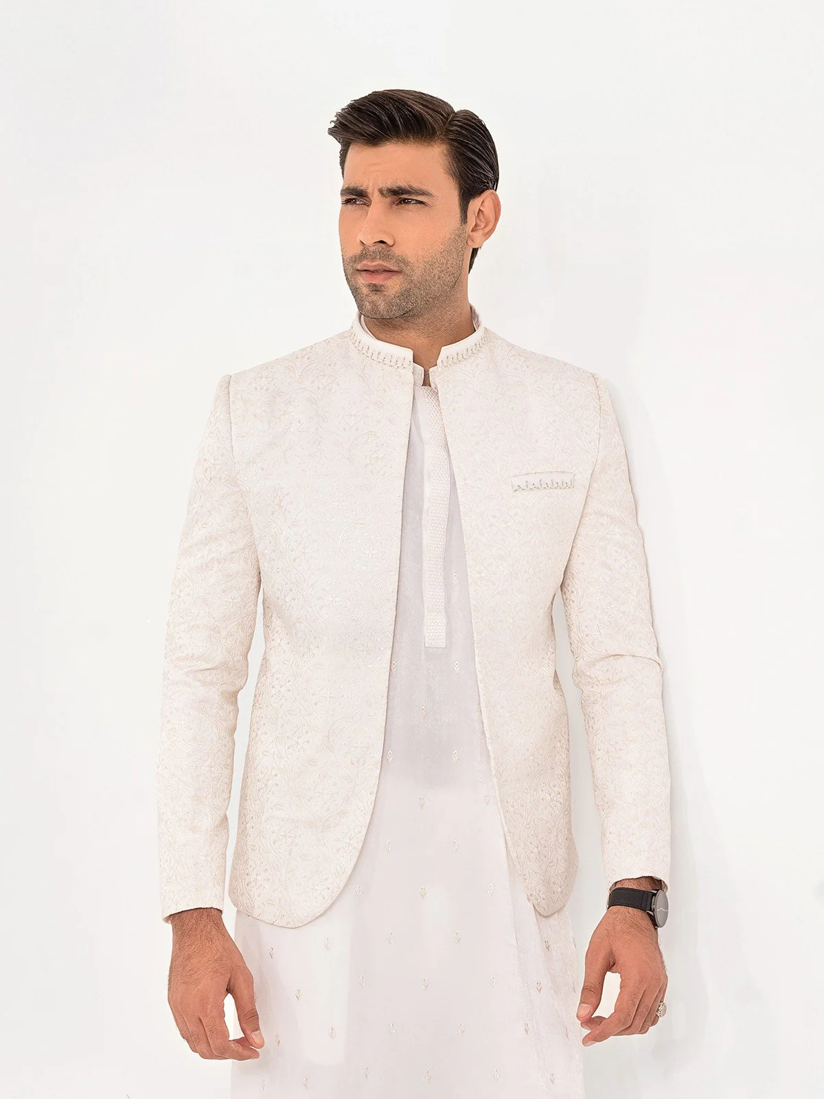 Men's Off White Prince Coat Suit - EMTPCS23-026 - Image 4