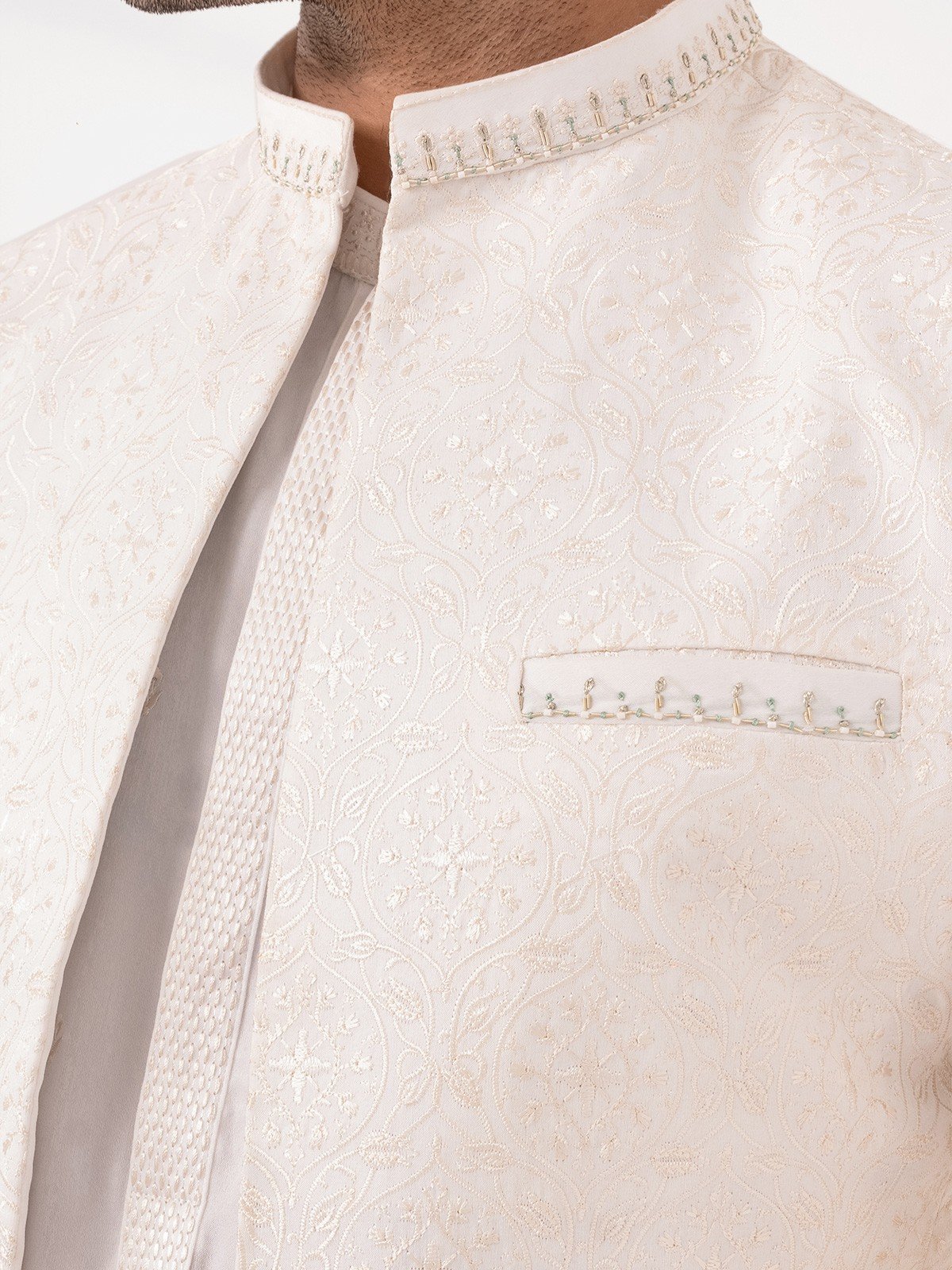 Men's Off White Prince Coat Suit - EMTPCS23-026 - Image 5