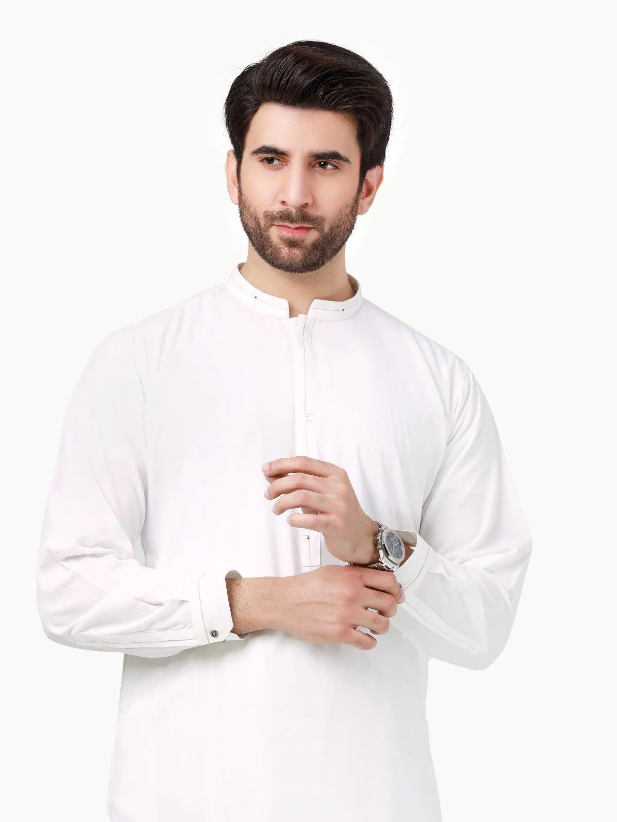 Men's Off White Shalwar Kameez - EMTSW22-99282 - Image 2
