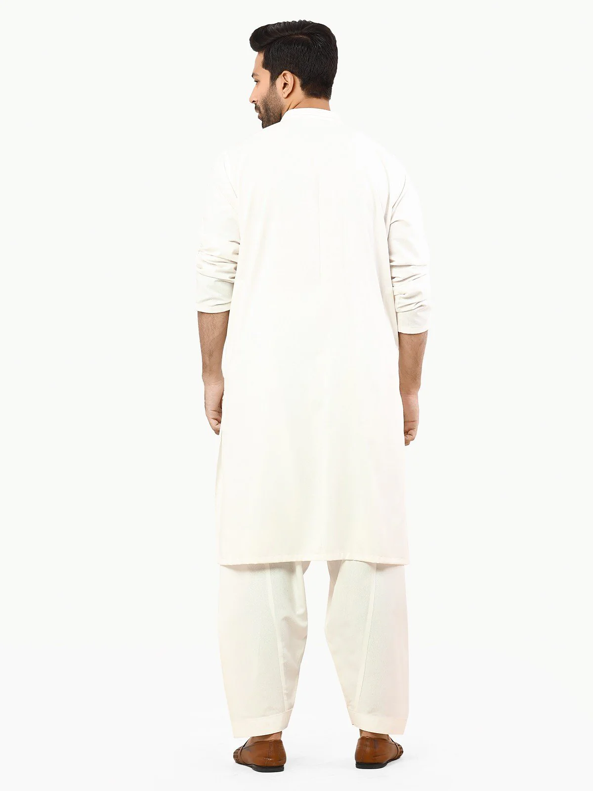 Men's Off White Shalwar Kameez - EMTSW22S-99245 - Image 4