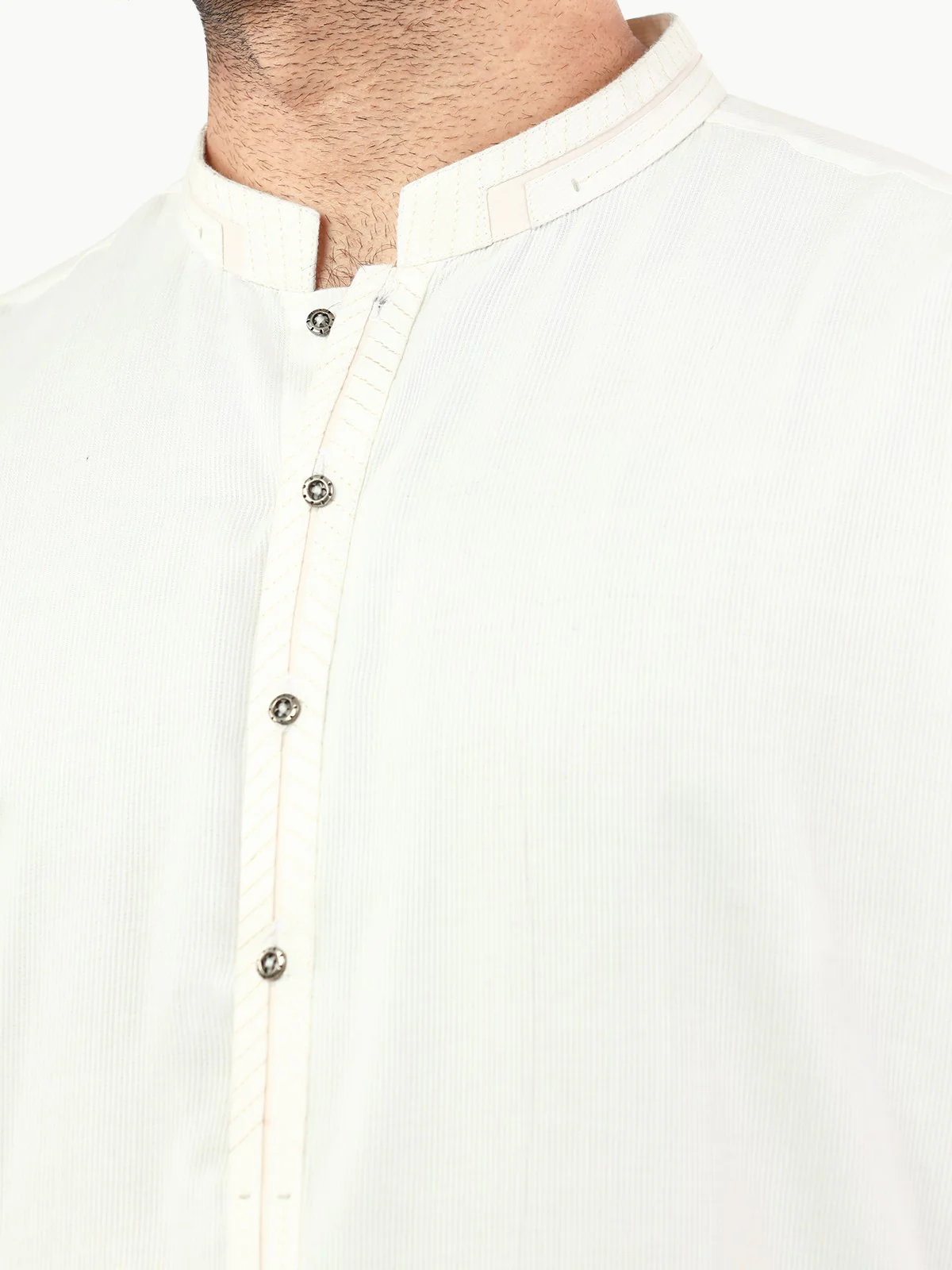 Men's Off White Shalwar Kameez - EMTSW22S-99248 - Image 3