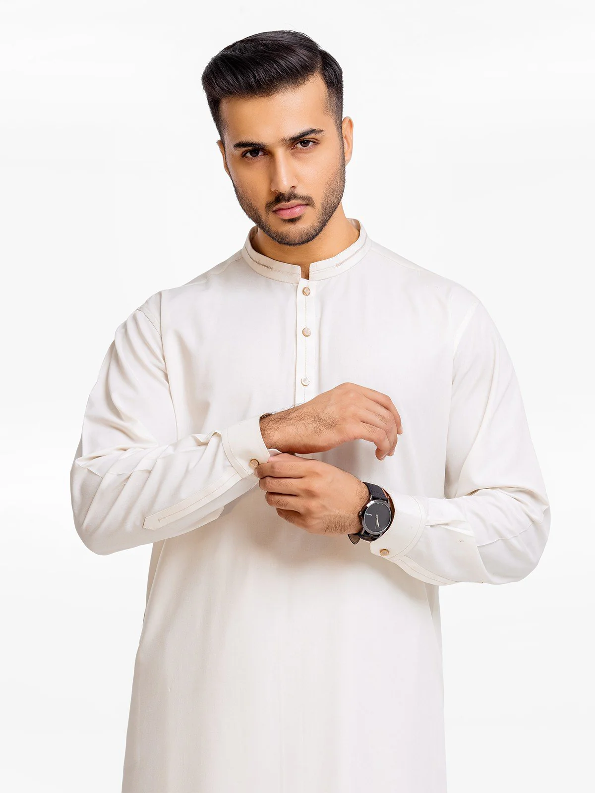 Men's Off White Shalwar Kameez - EMTSW23-99364 - Image 2