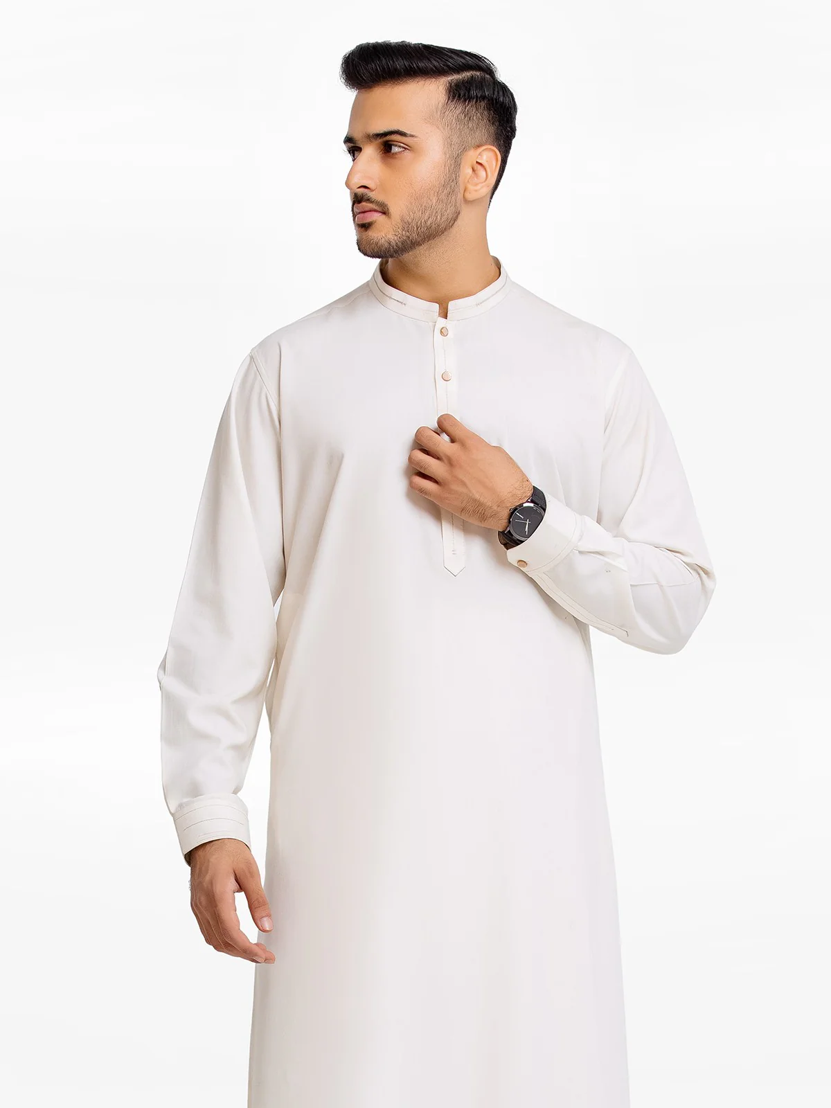 Men's Off White Shalwar Kameez - EMTSW23-99364 - Image 4