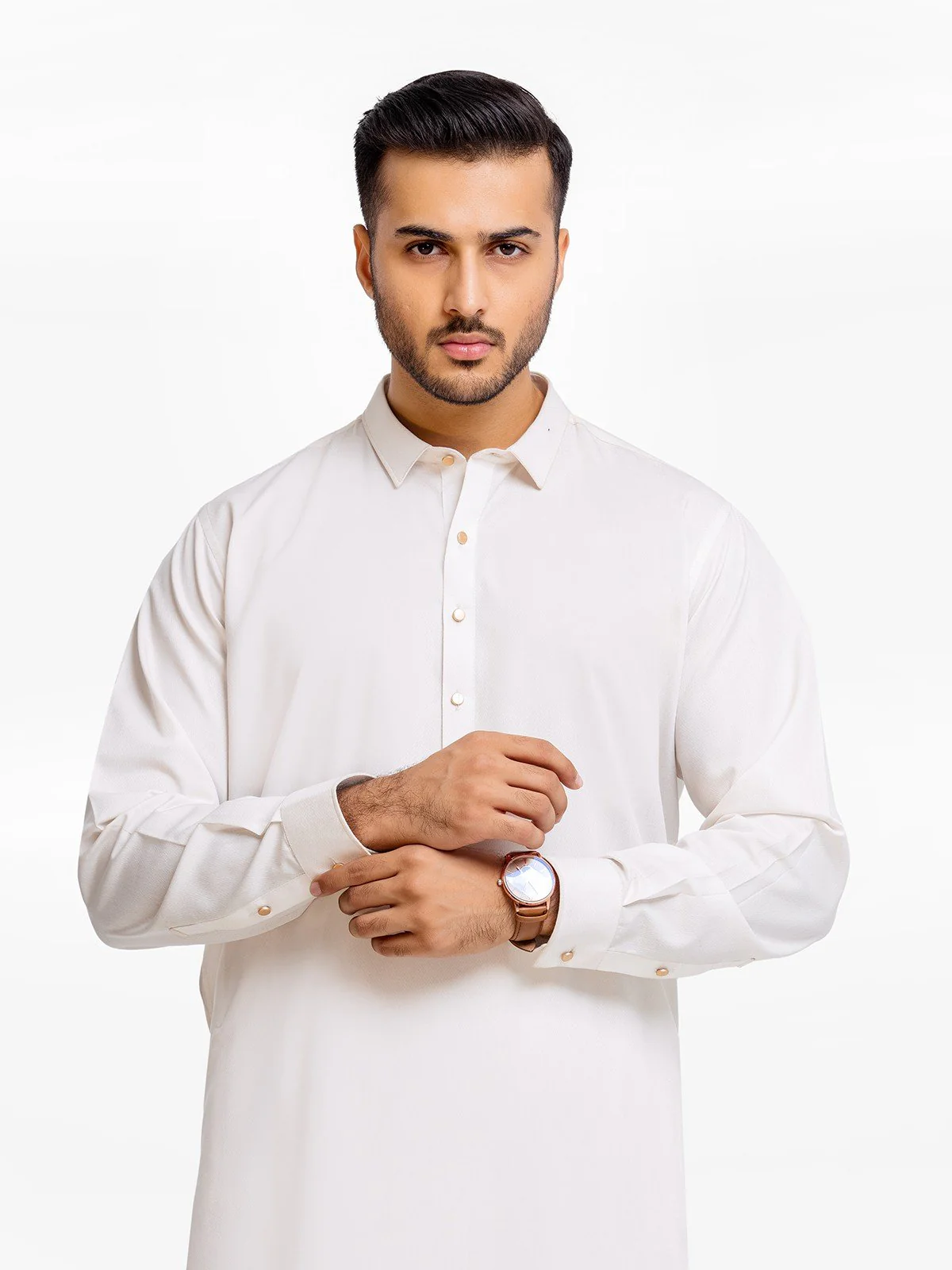 Men's Off White Shalwar Kameez - EMTSWP23-99370 - Image 2
