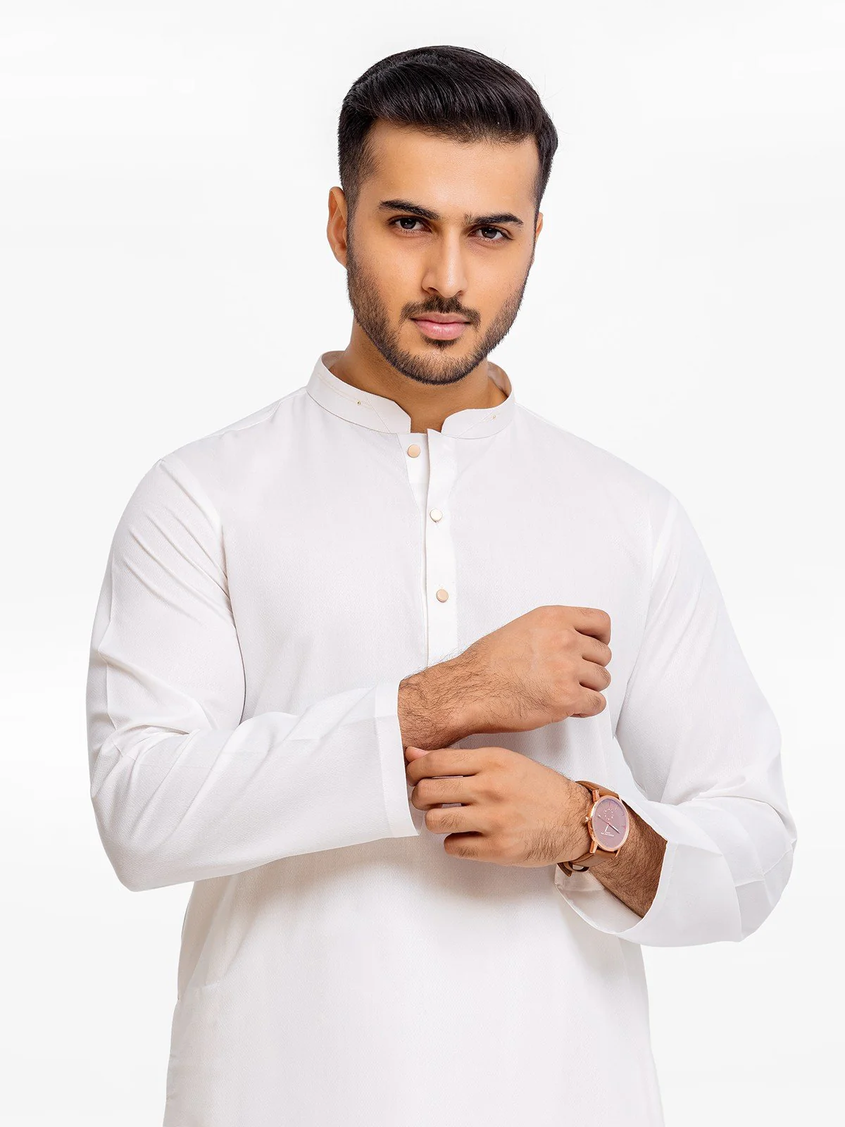 Men's Off White Shalwar Kameez - EMTSWP23-99376 - Image 2